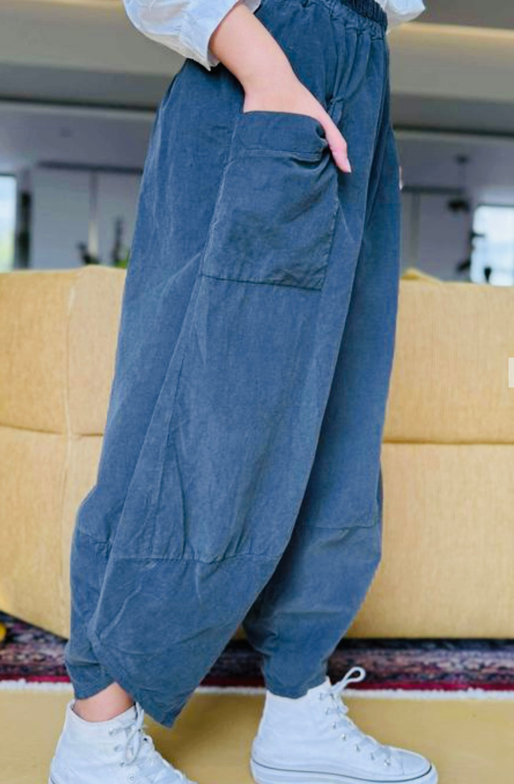 “Toni “ graphite grey Italian needle corduroy cocoon cullottes