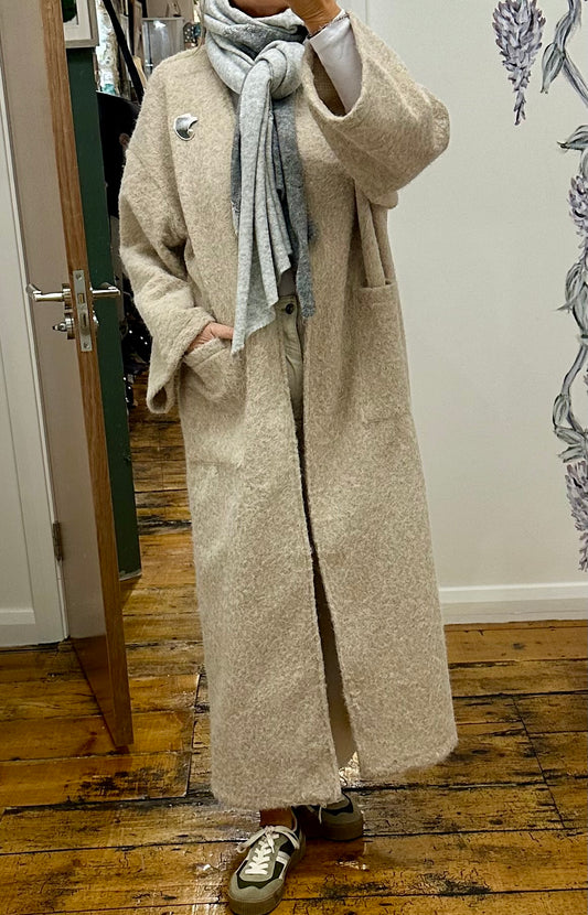 “Kiera “ kimono Italian cosey full length shacket winter cream