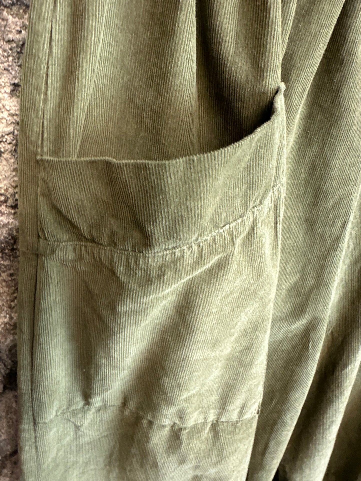 “Toni “ sage forest green Italian pin corduroy cocoon cullottes