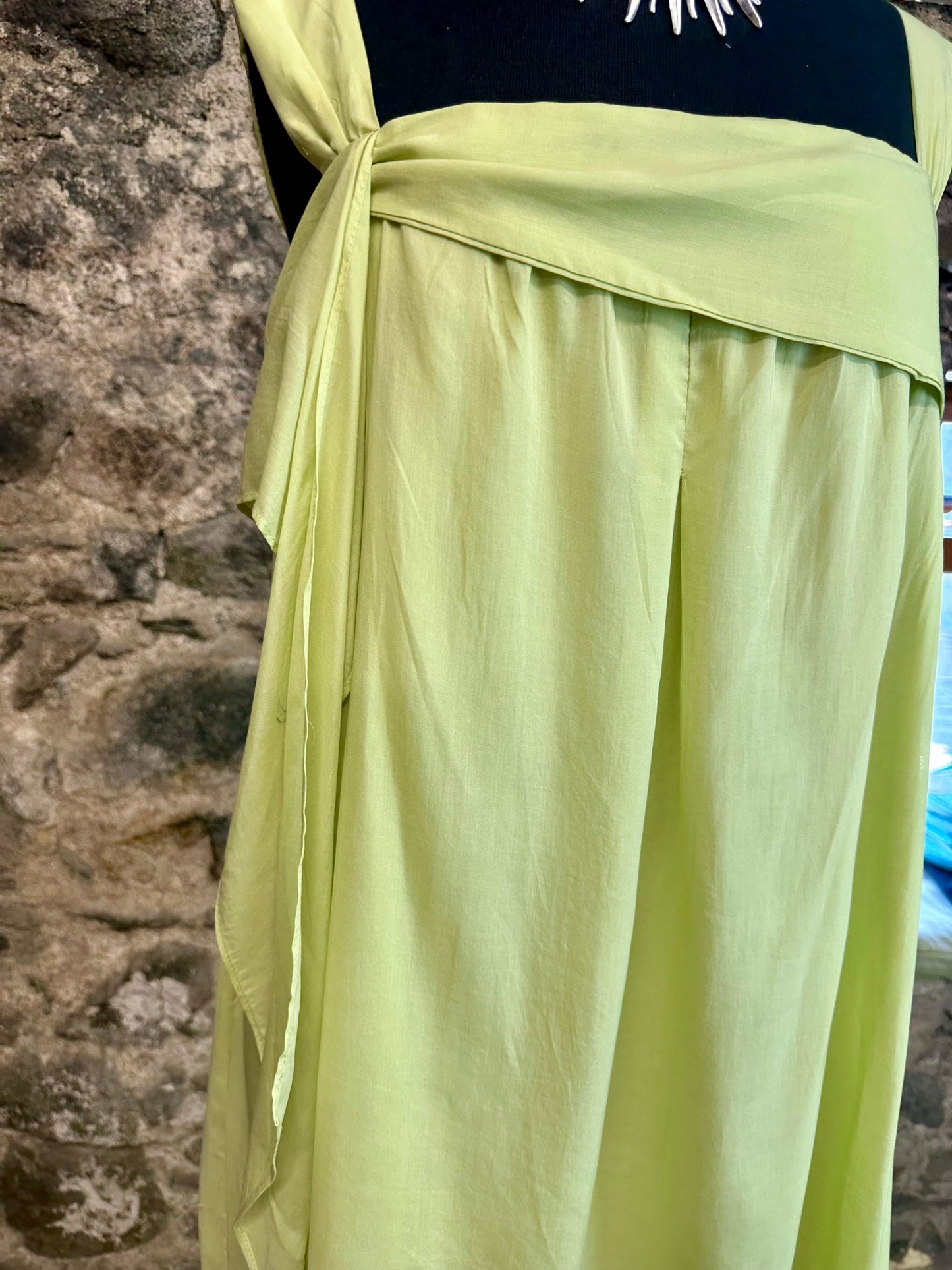 “Marguerite “ Italian lime green cotton lined midi dress