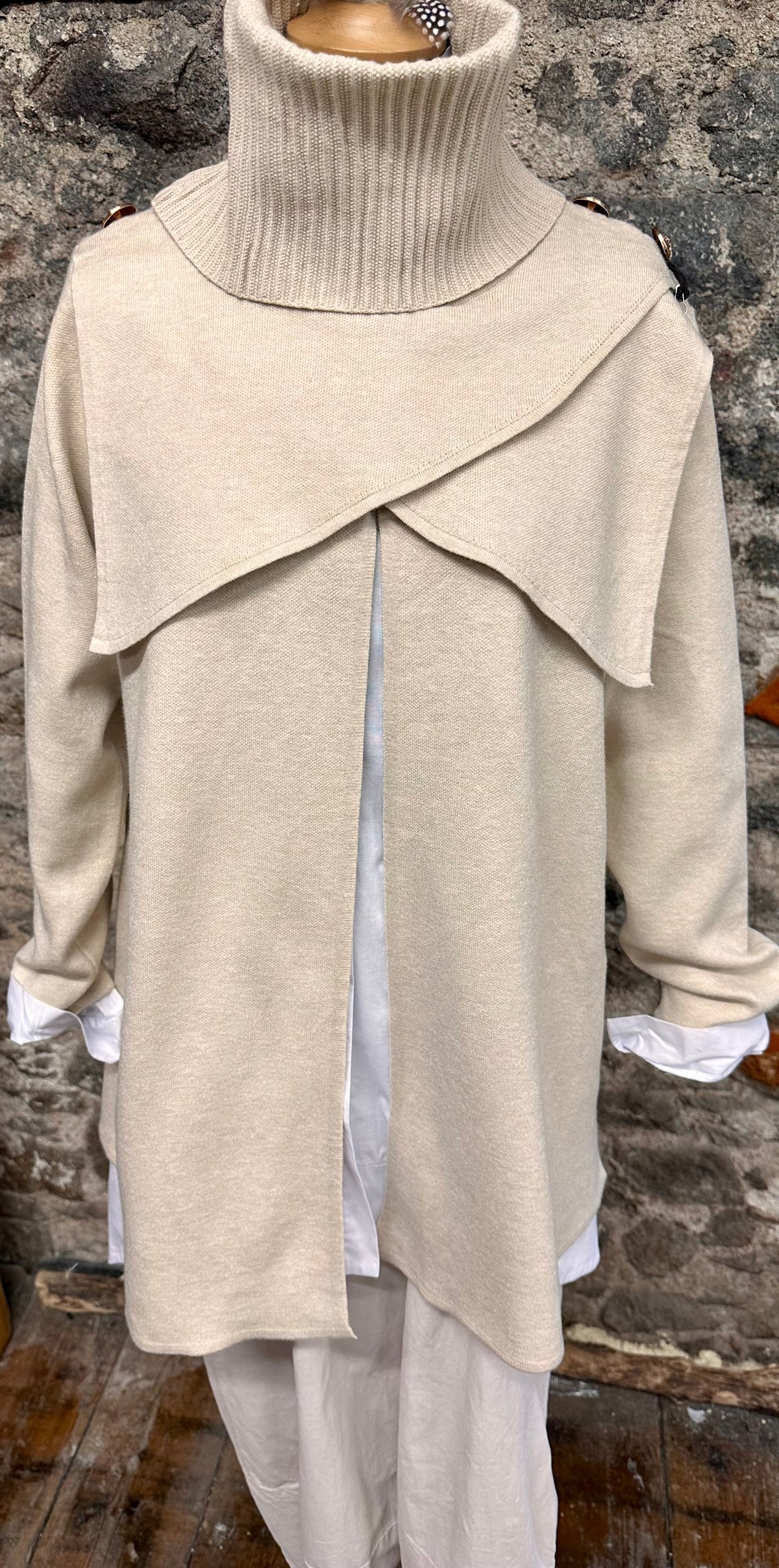 “Rosie “ cream Italian cape knit