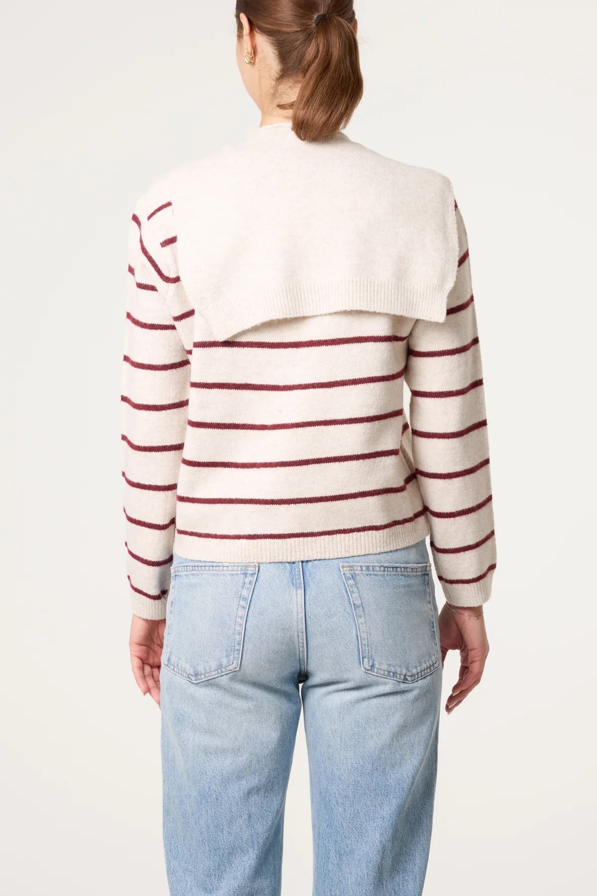 “Sienna “ burgundy and cream italian knit with detachable collar