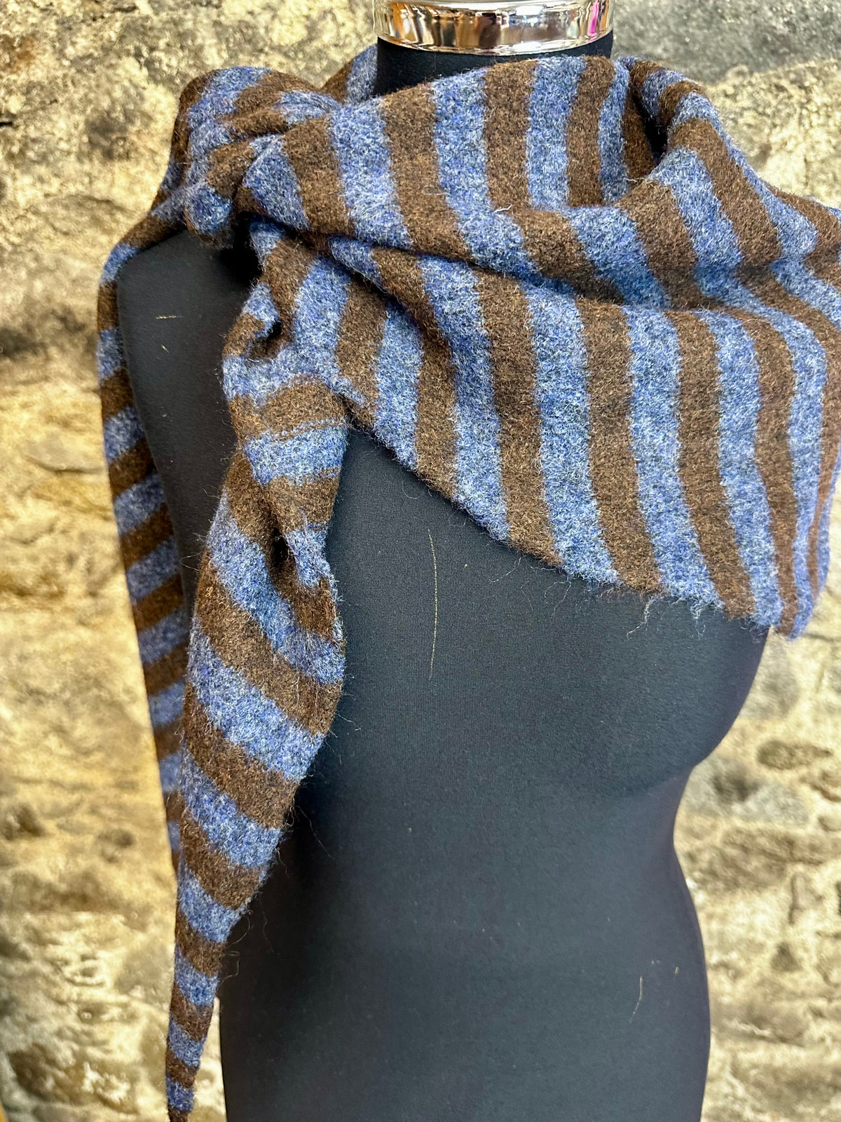Nelly denim and chocolate cosey triangle scarf