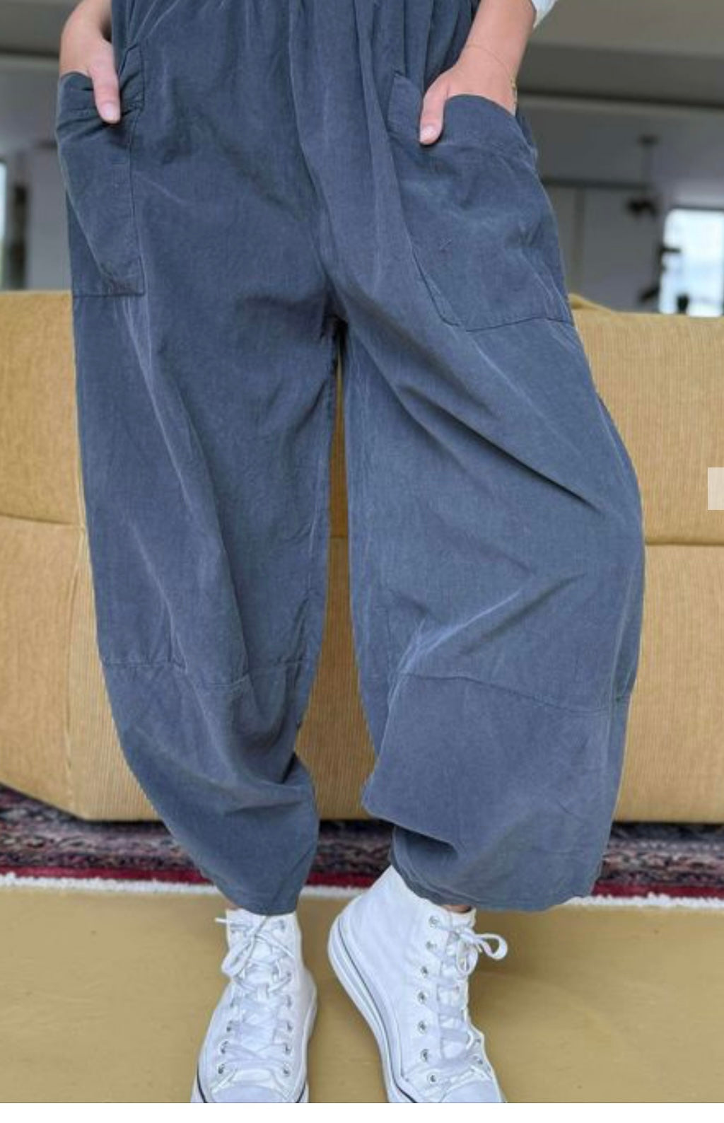 “Toni “ graphite grey Italian needle corduroy cocoon cullottes
