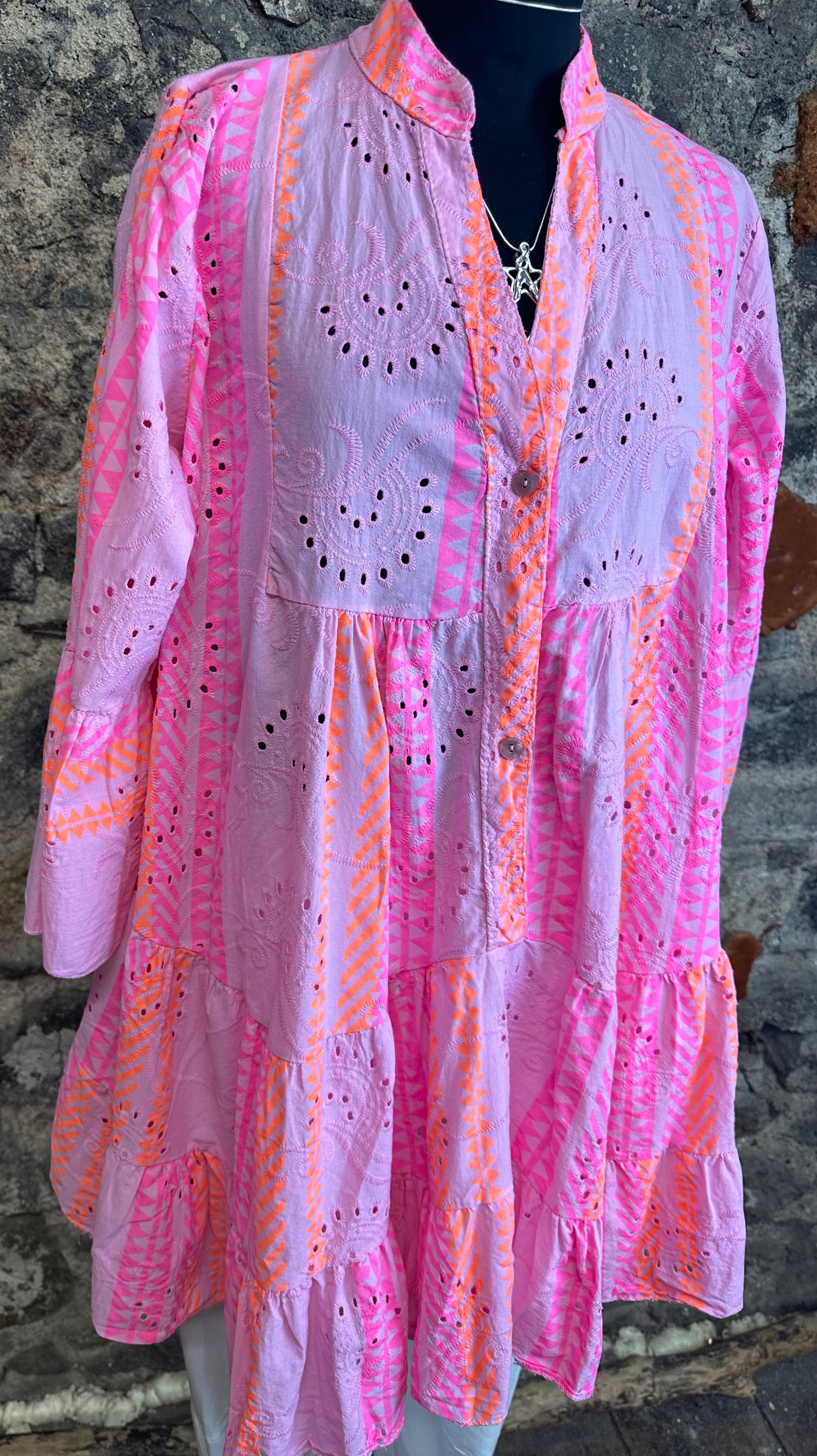 “Corrina” stunning Italian cerise lilac and tangerine dress tunic