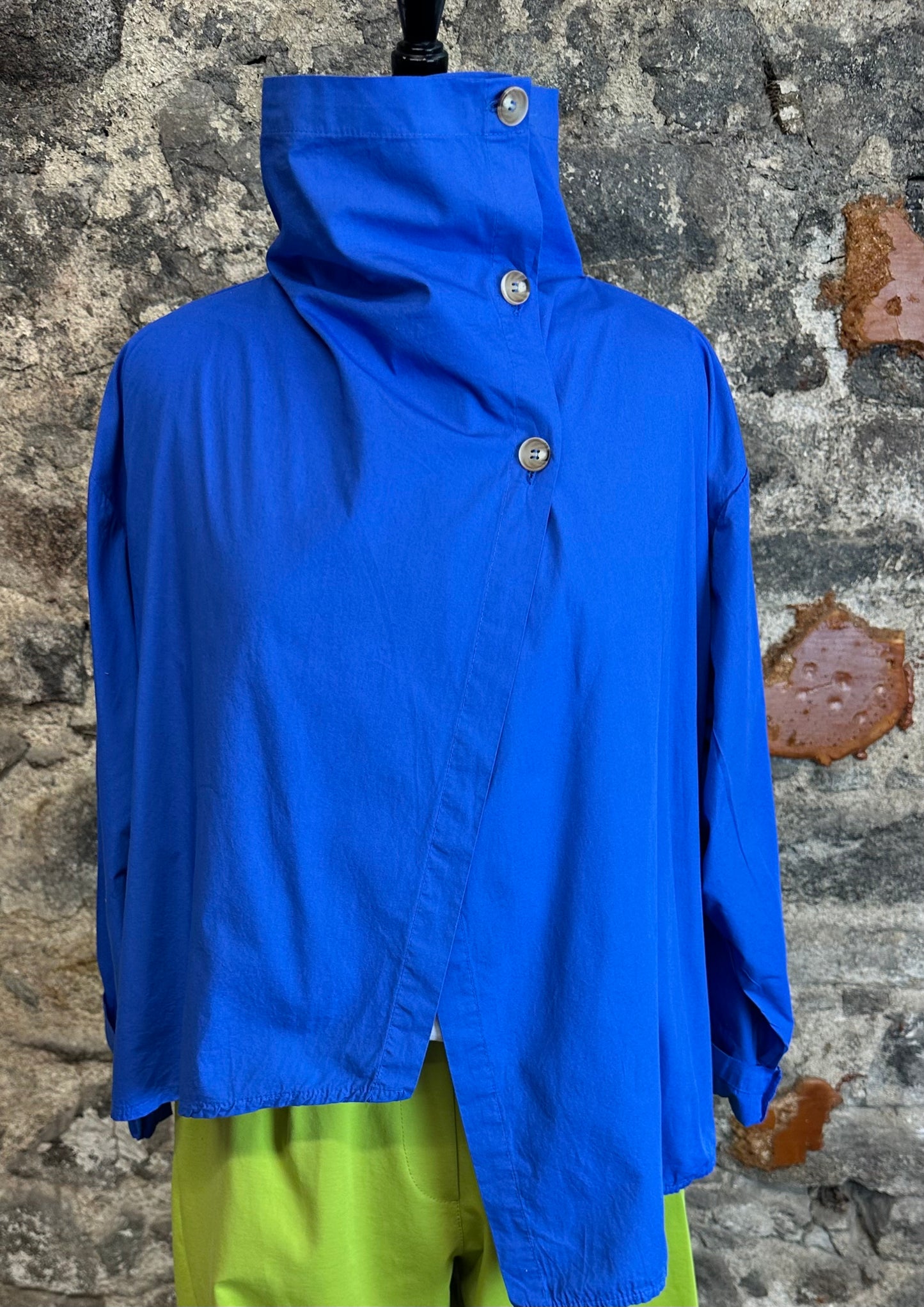 “Suzie ” cobalt blue lightweight Italian funnel neck jacket