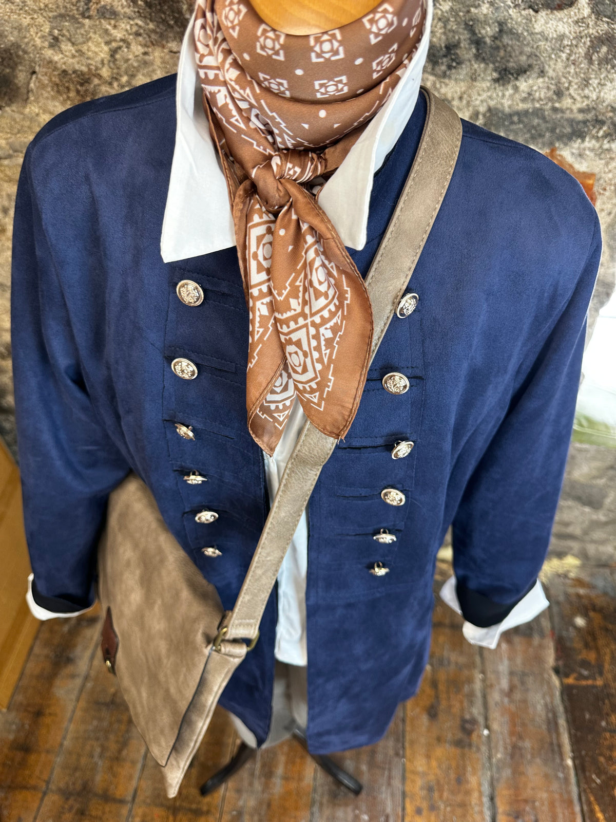 “Freida “ indigo navy faux suede jacket