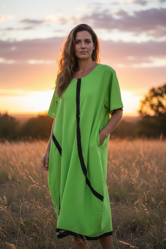 “Collette” emerald vibrant green Italian statement dress