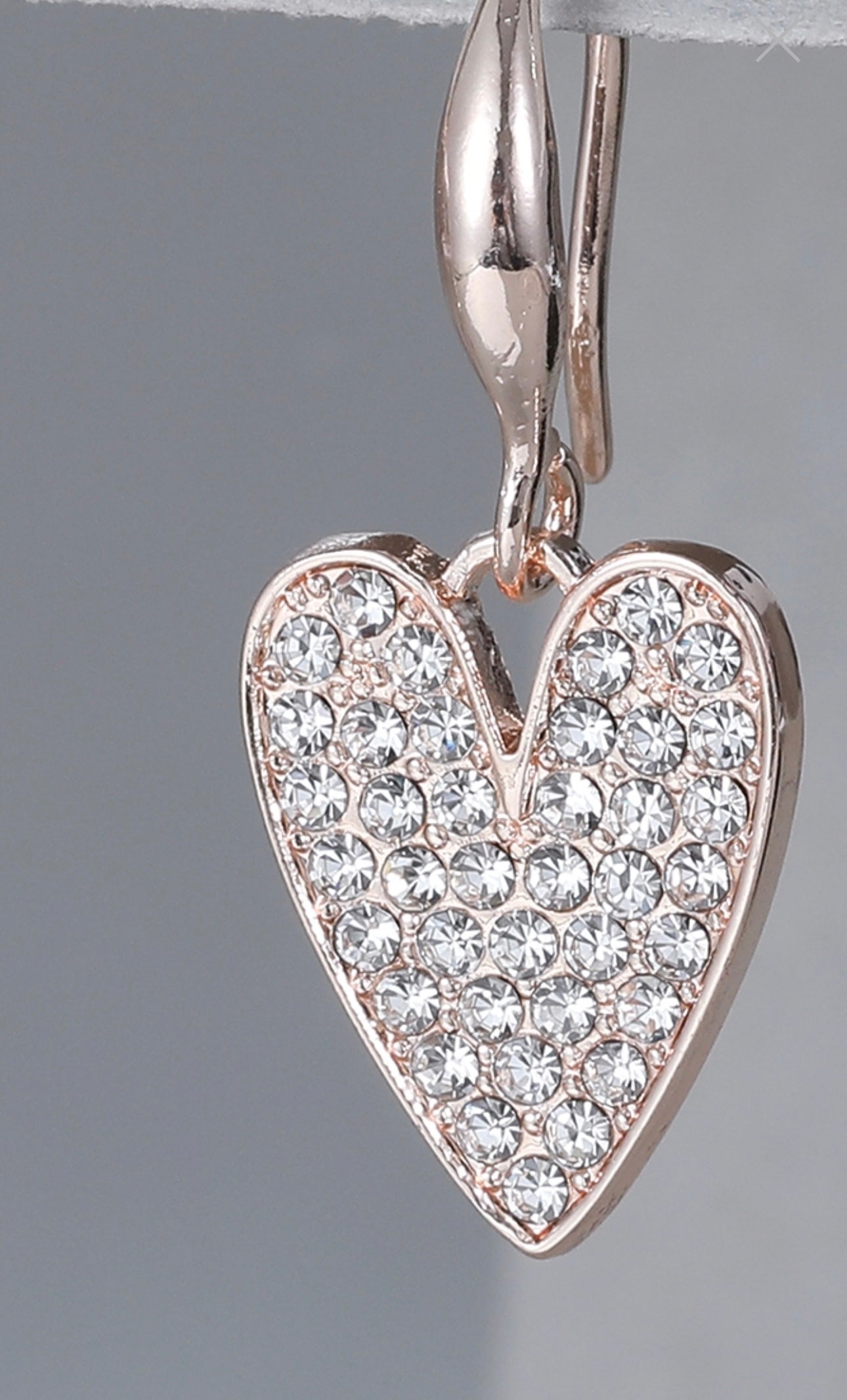 Little cubic zirconia rose gold plated hearts drop earrings
