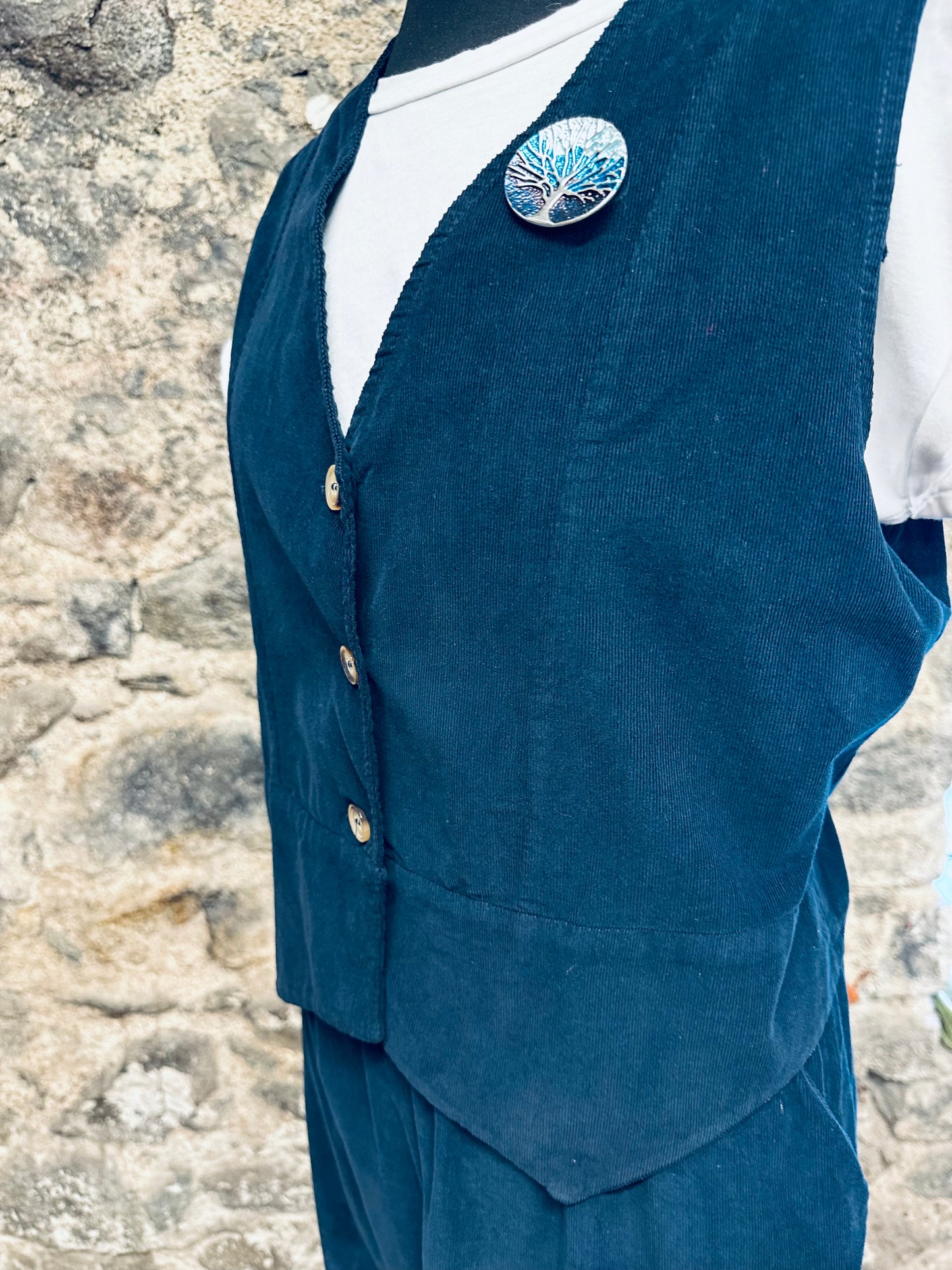 “Farrah “ indigo navy fine in corduroy waist coat