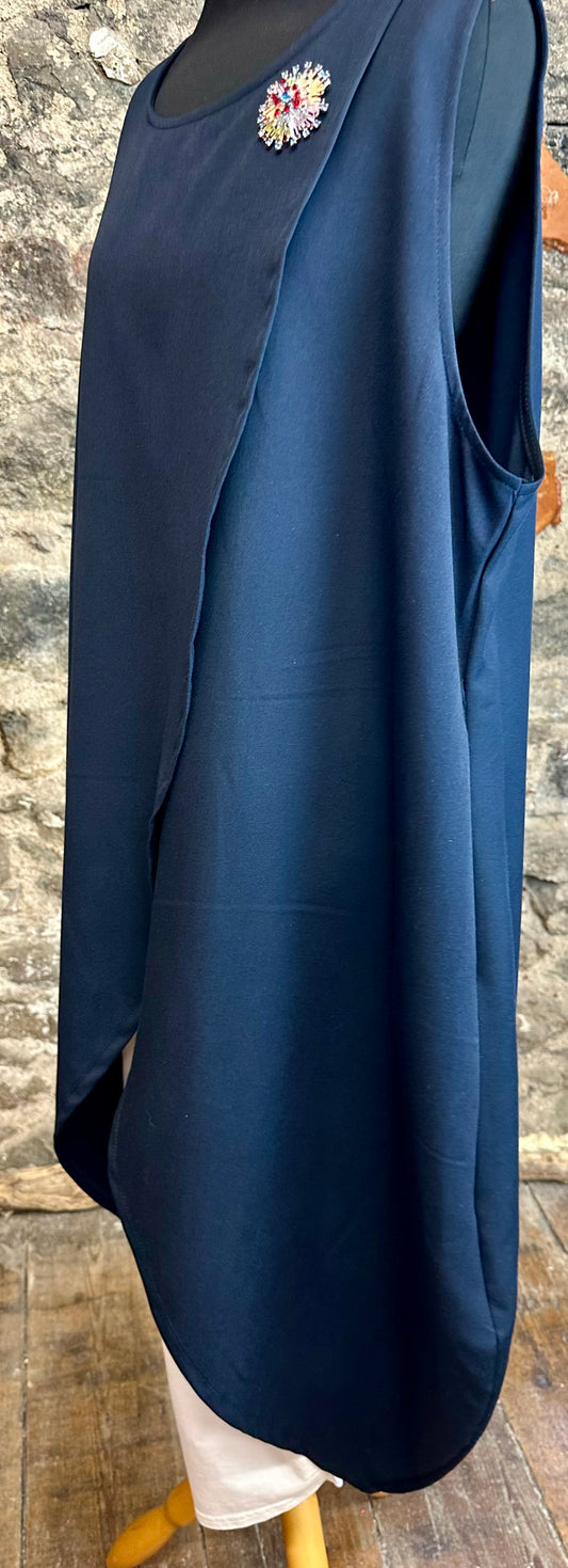 “Sunita “ indigo navy Italian wrap tunic