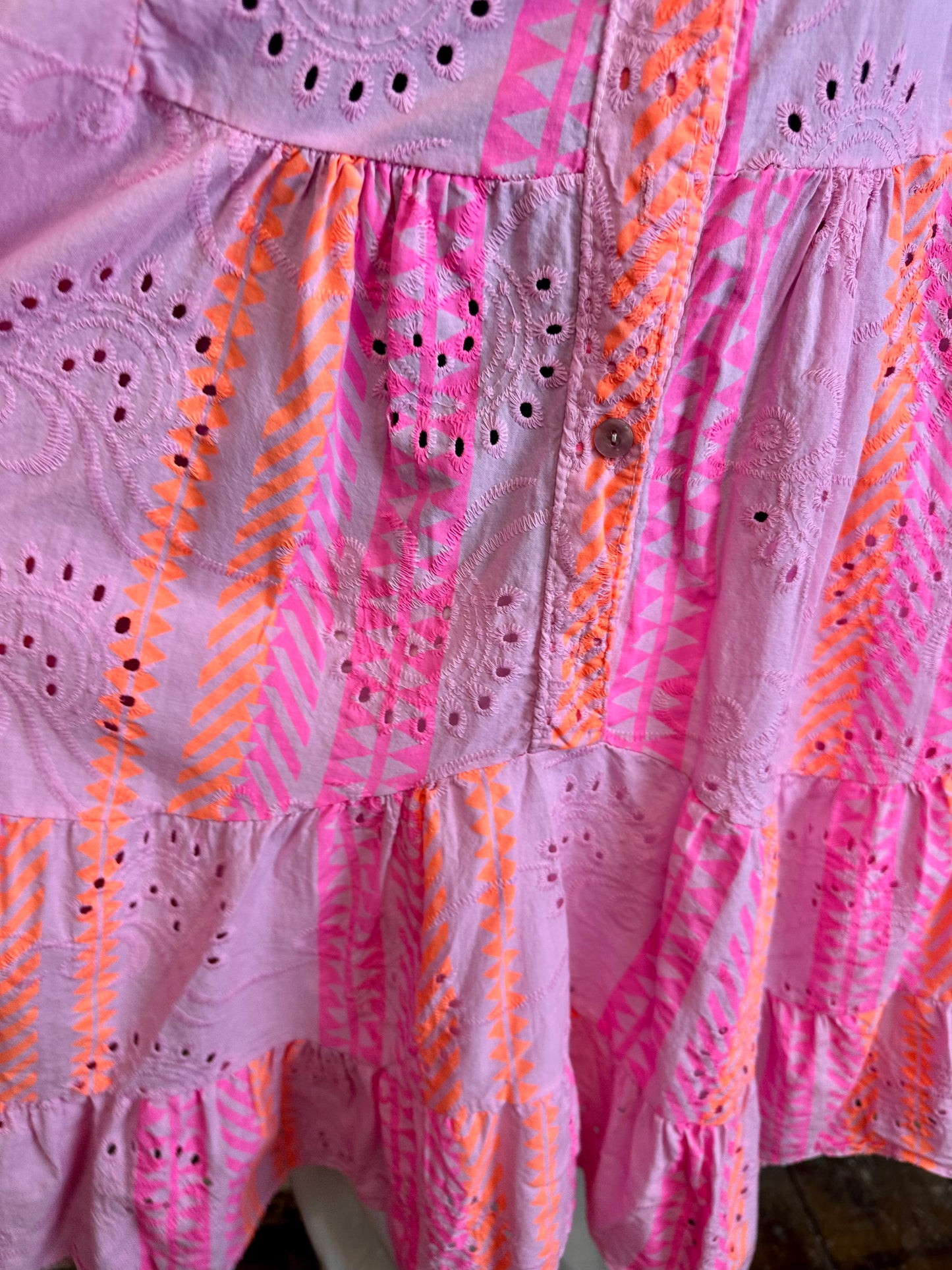 “Corrina” stunning Italian cerise lilac and tangerine dress tunic