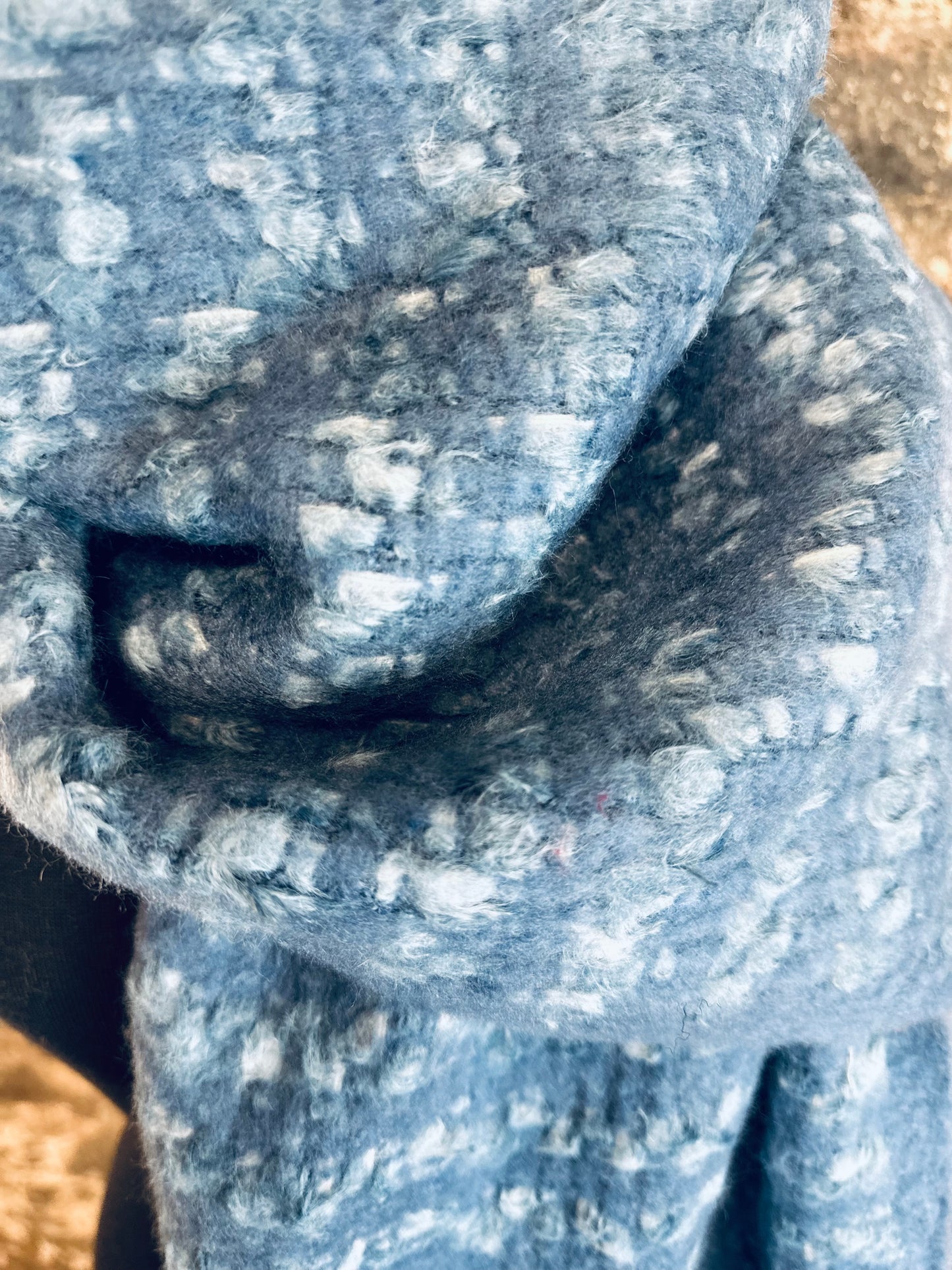 Cosey super soft fringed denim blue wrap