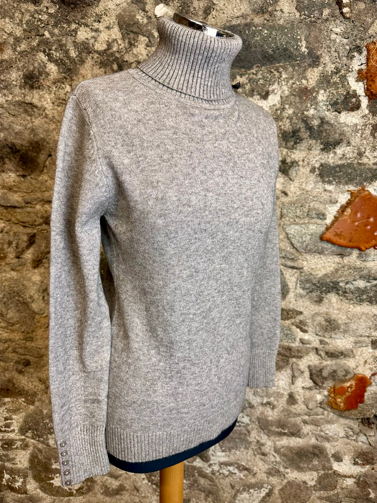 Ciara ..mocha /grey high neck Italian knit high neck