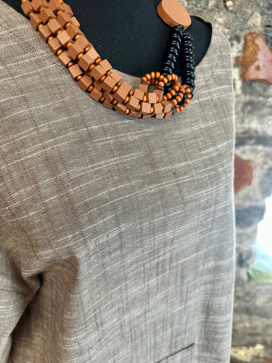 Statement wooden bead neckpiece