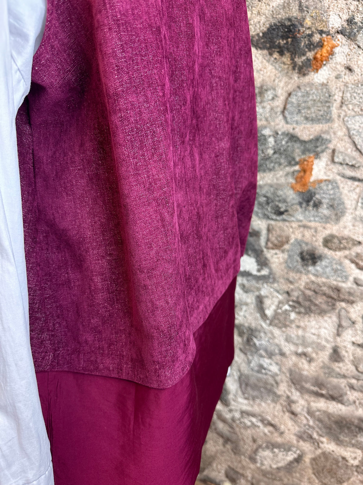 “Mandy “ burgundy Italian asymmetrical waist coat