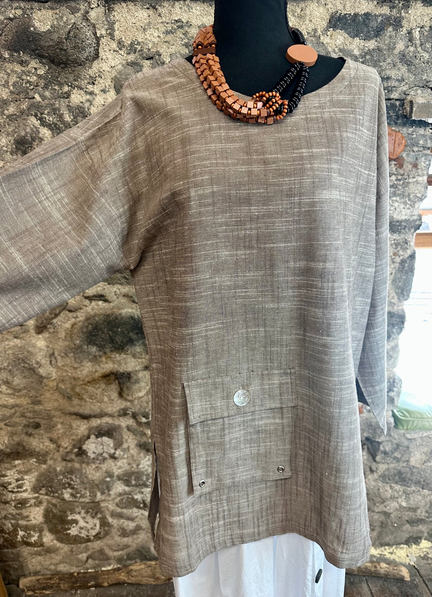 “Ava” coco Italian linen mix tunic