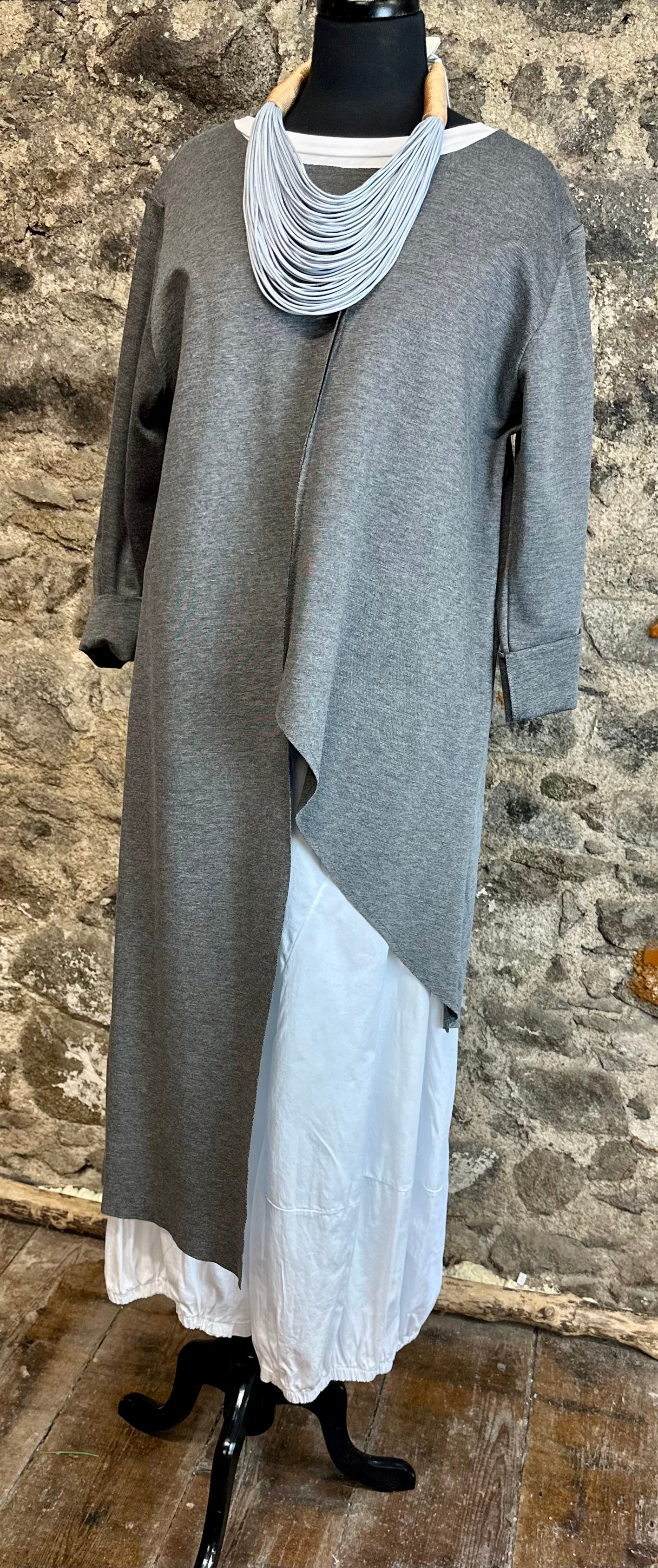 “Mayla  “ charcoal grey beautiful asymmetrical Italian tunic