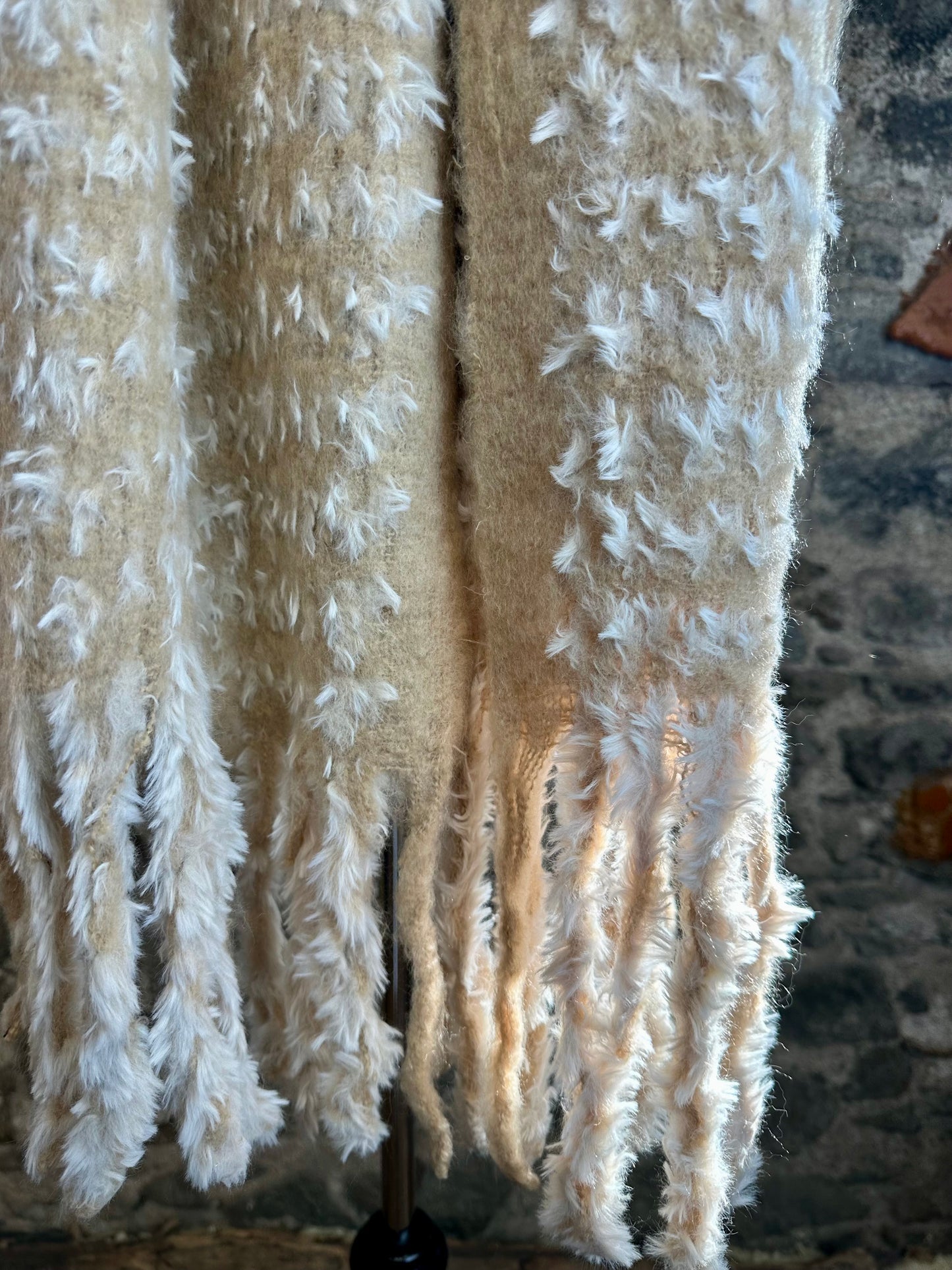 Cosey cream and winter white super soft wrap