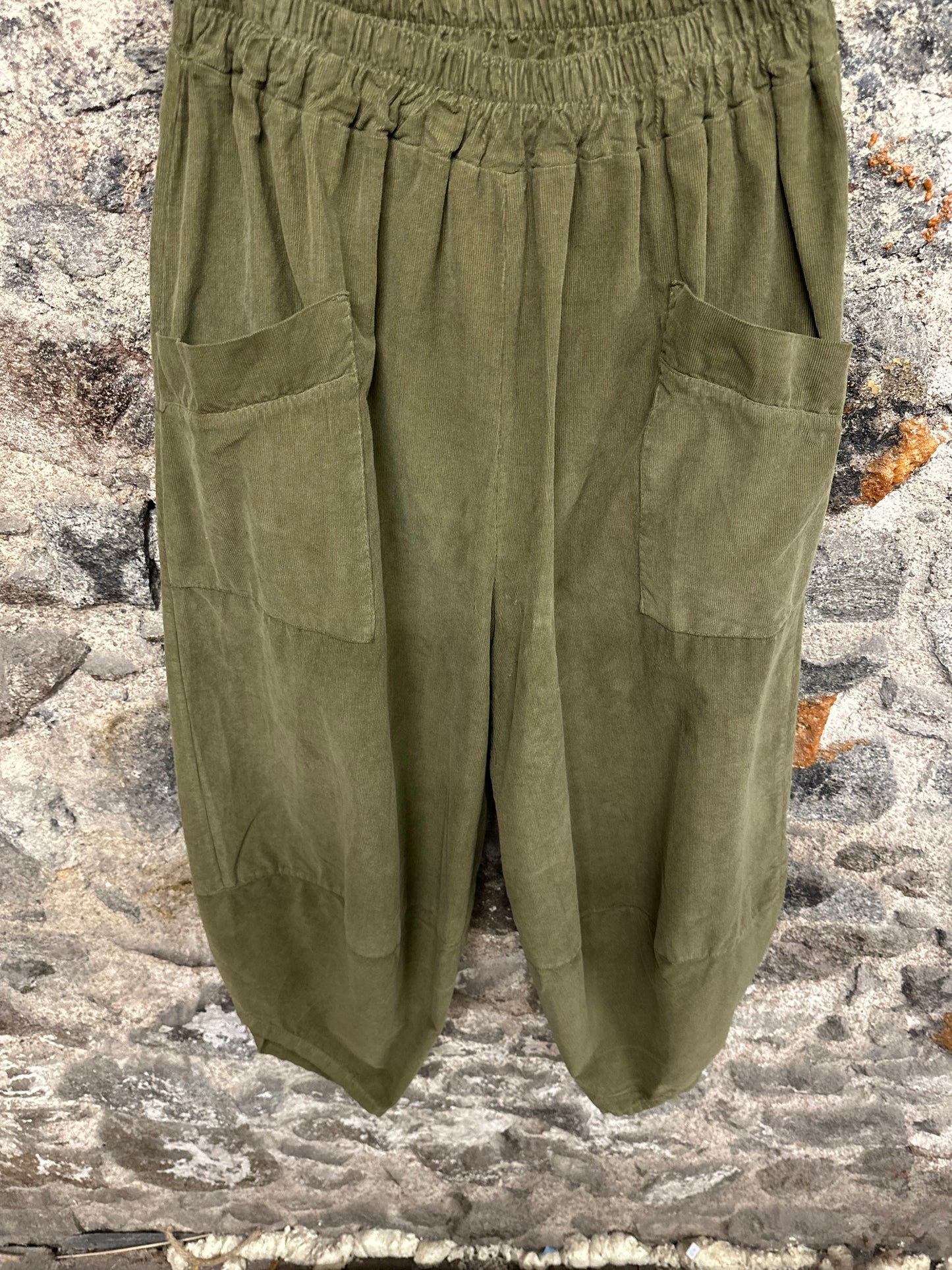 “Toni “ sage forest green Italian pin corduroy cocoon cullottes