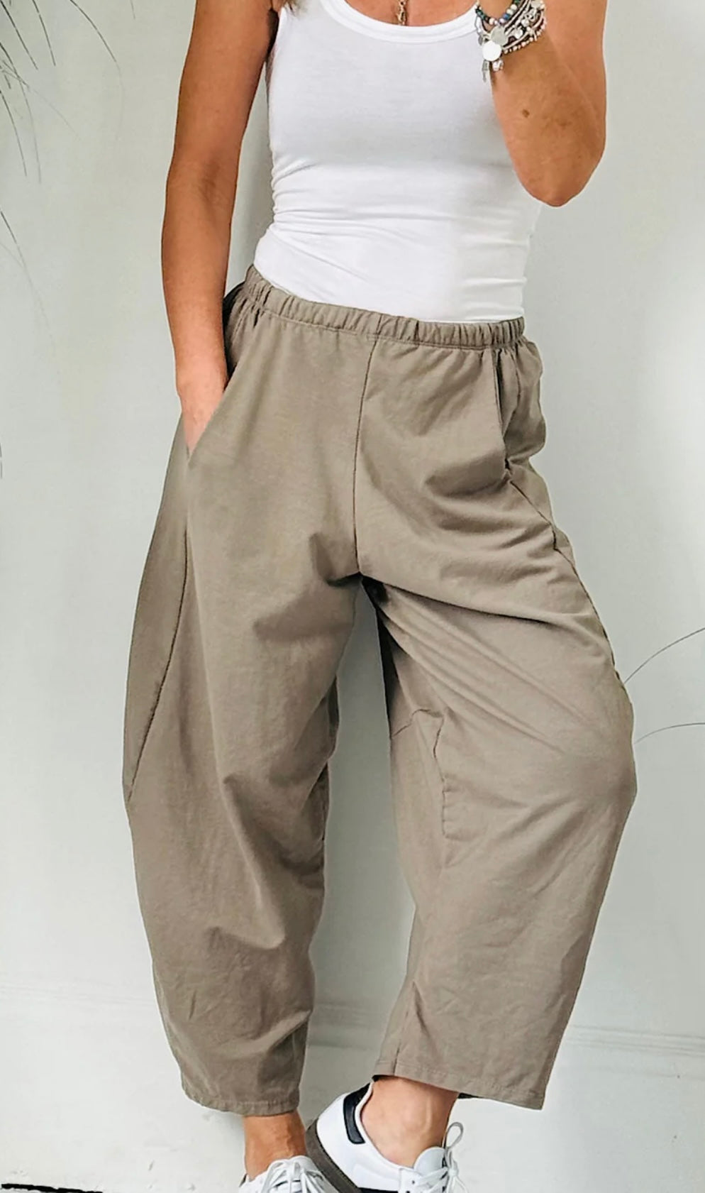 “Kizzy “ oatmeal Italian cocoon pants