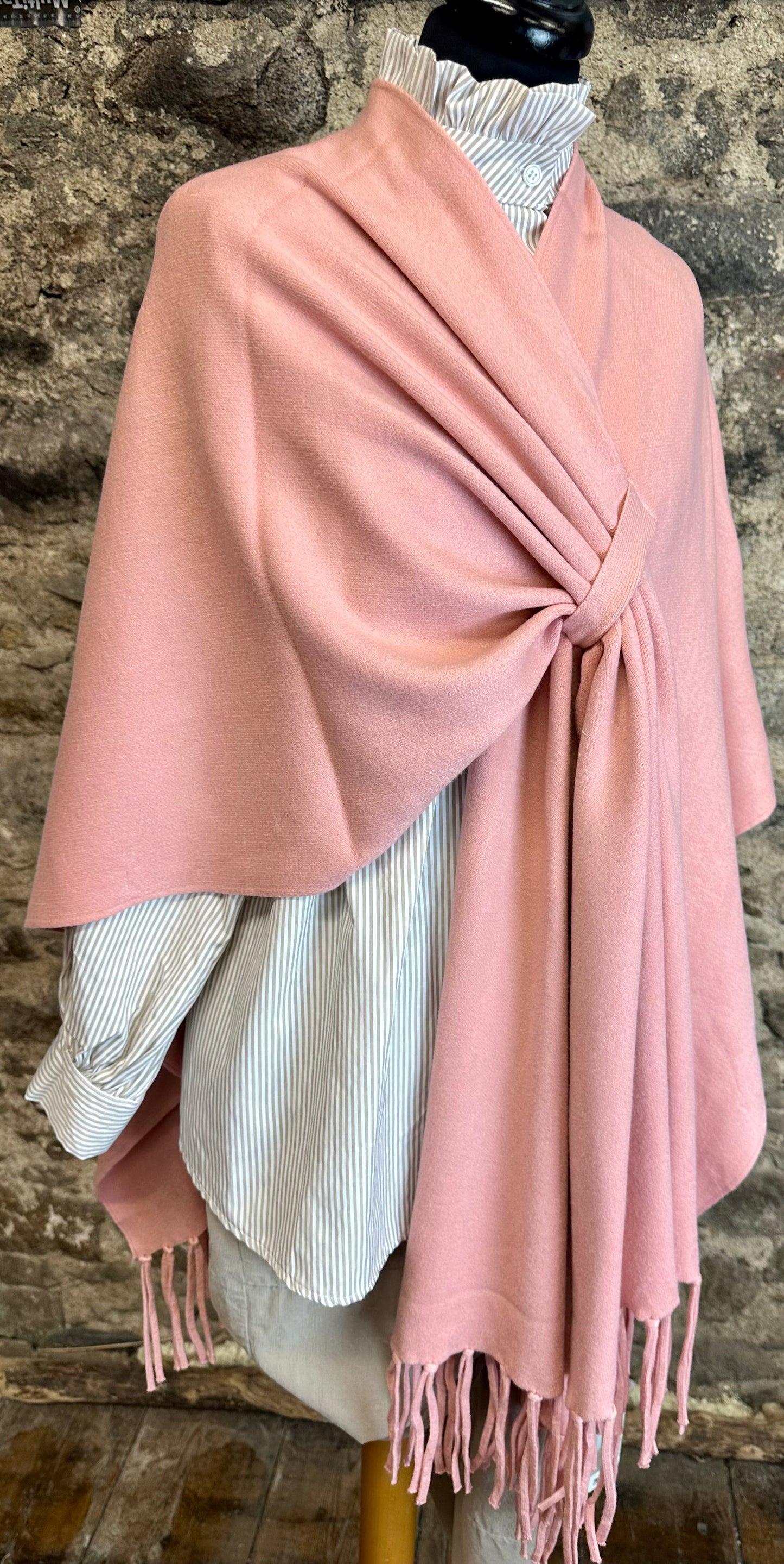 “Chelsea “ strawberry salmon pink cosey fine knit wrap