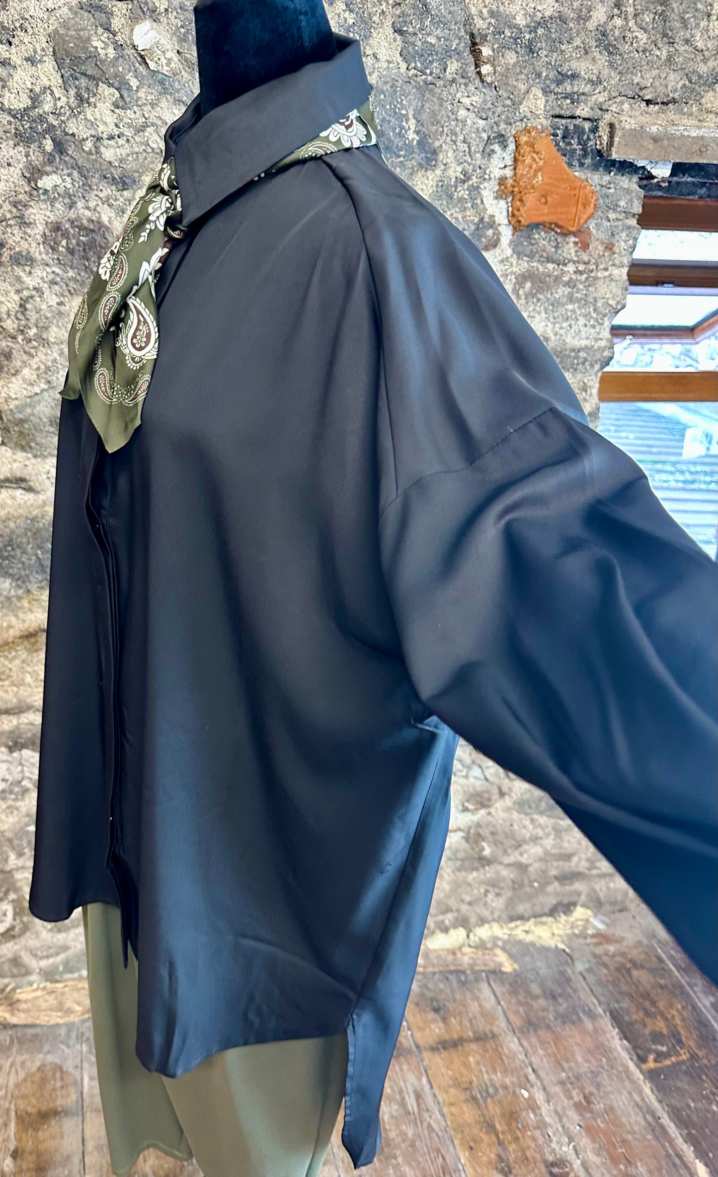 “Mabel “ Ebony Italian hi lo dress shirt