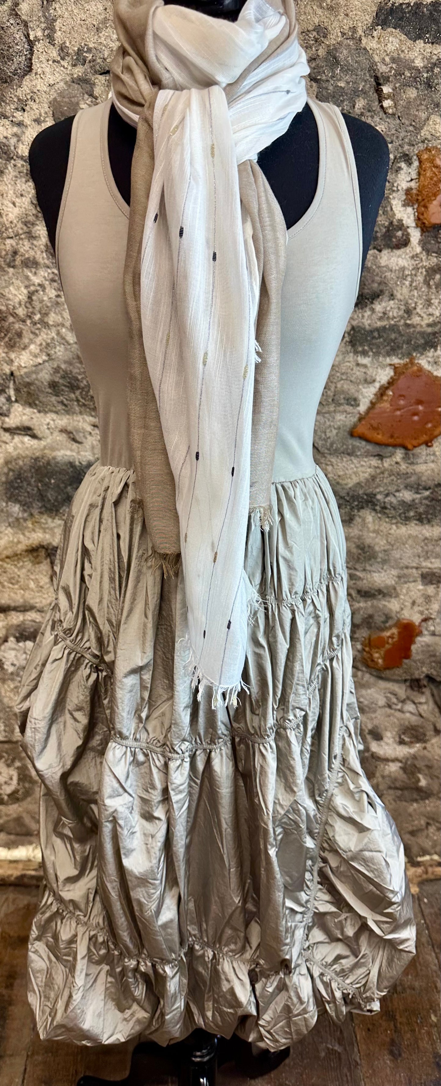 “Annabelle “ mocha and ivory fine linen look scarf
