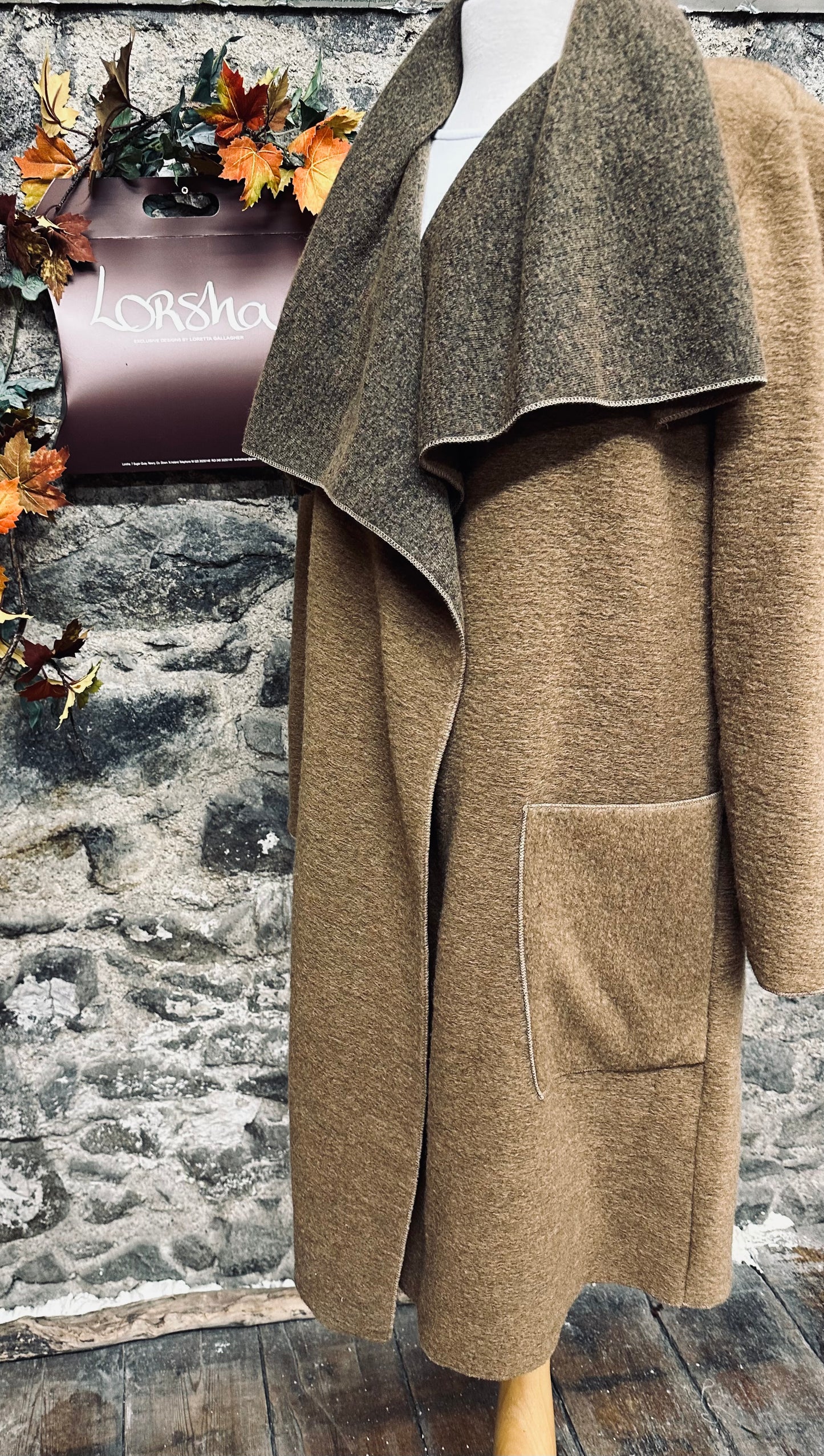 “Hunter “ Italian wool mix walking coat orchre