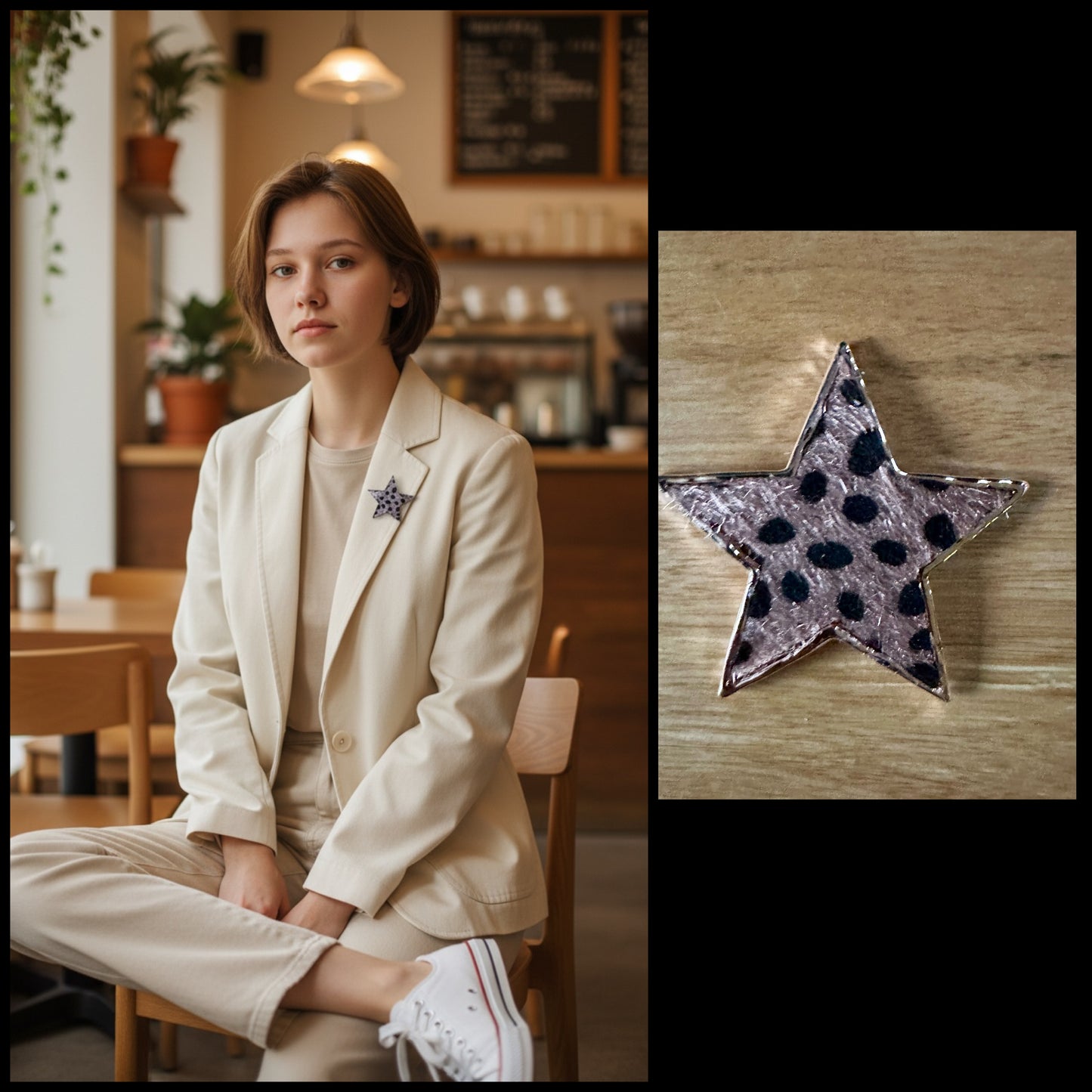 Small star leopard rose gold magnetic brooch