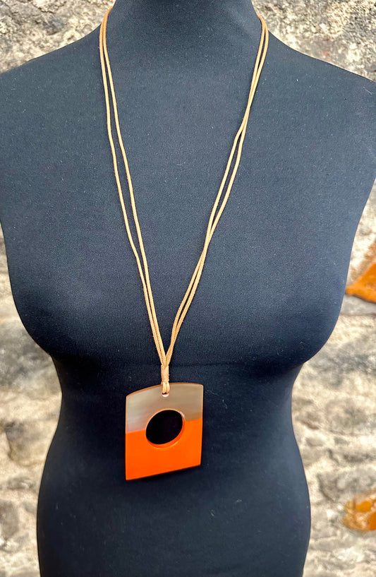 Lorsha acrylic contemporary tangerine and caramel acrylic neckpiece