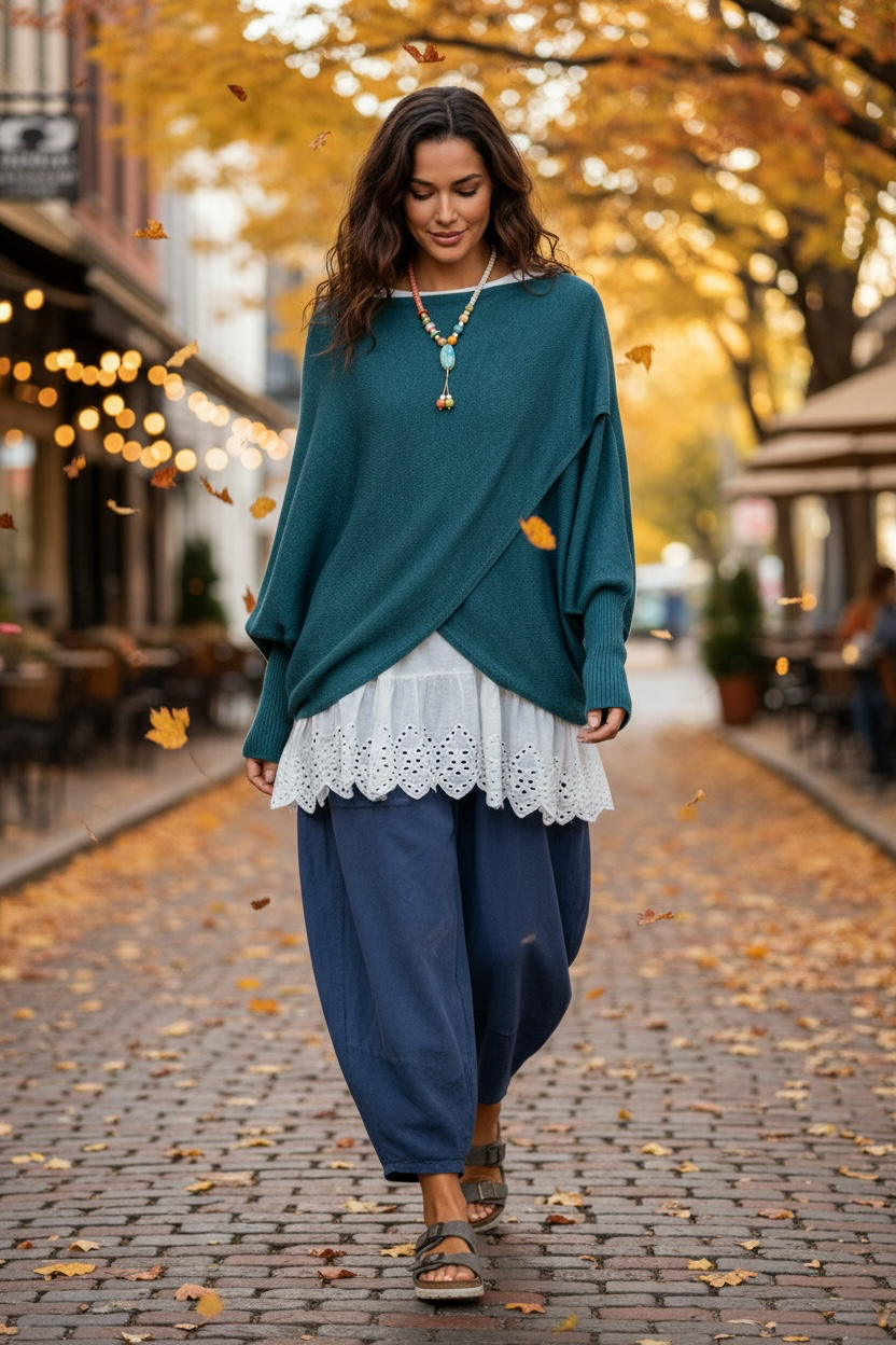 “Sadie “ teal Italian crossover knit