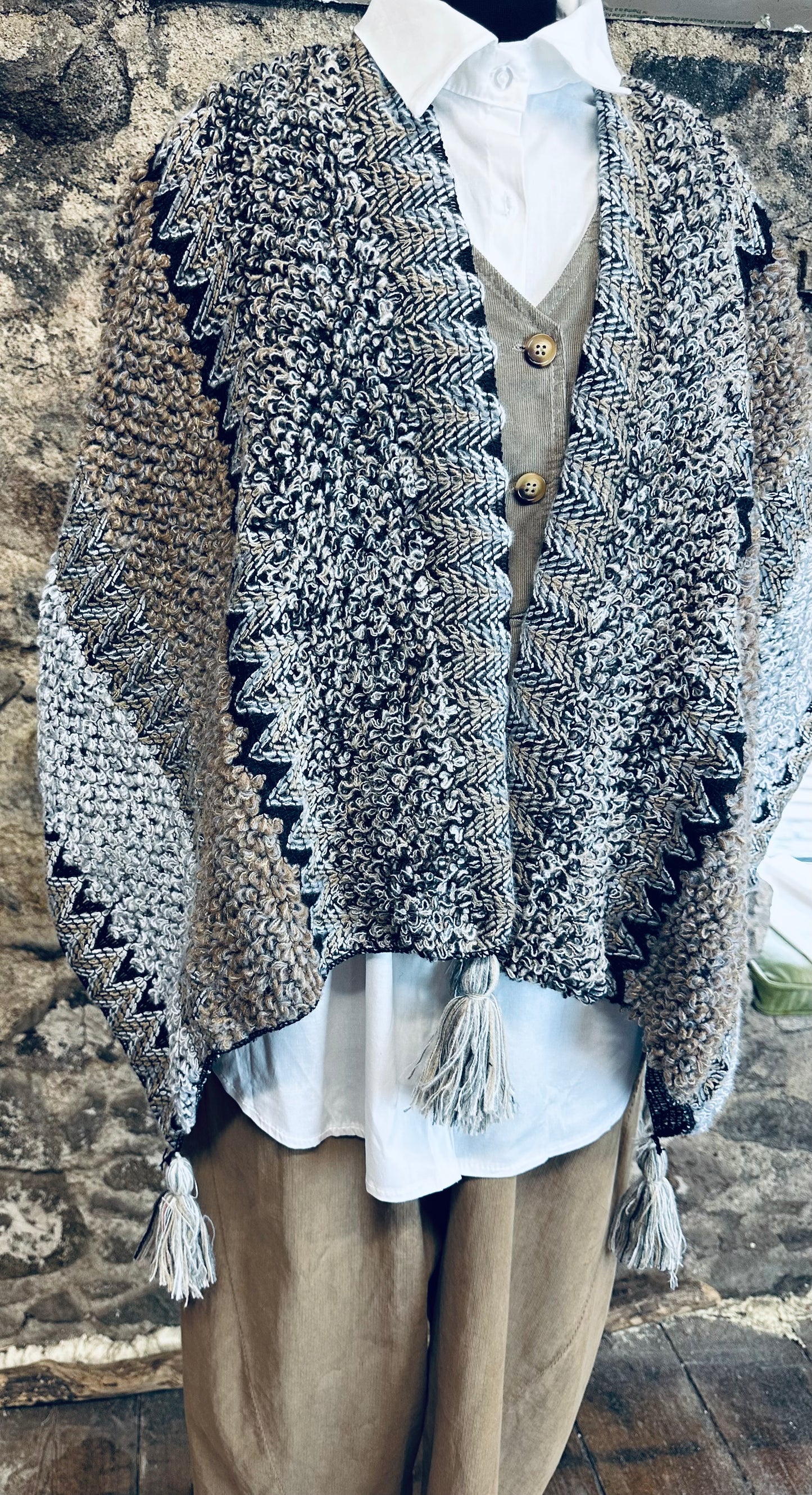 “Brea “ loose knit wrap poncho