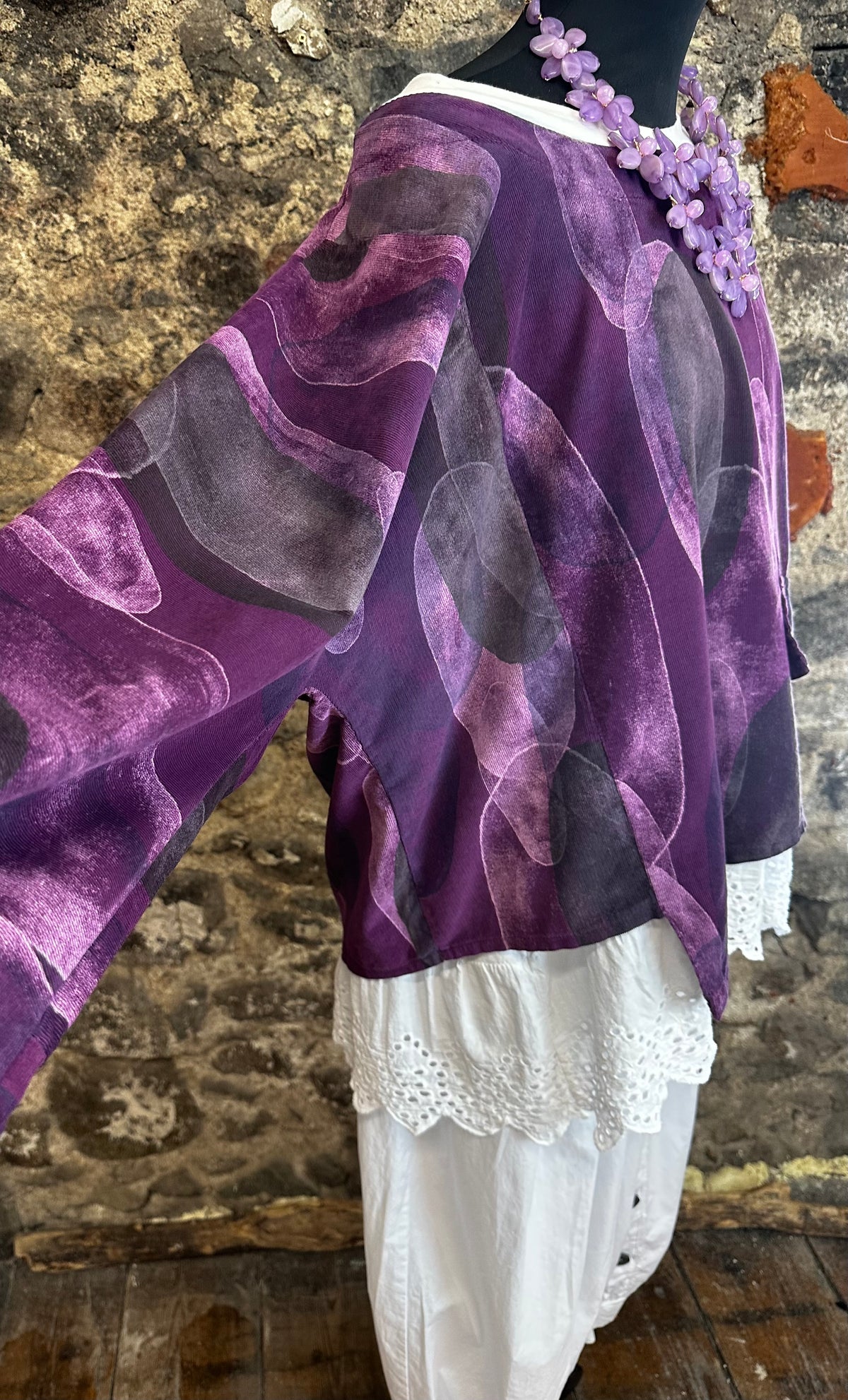 Betty .. violet and charcoal pin corduroy Italian tunic