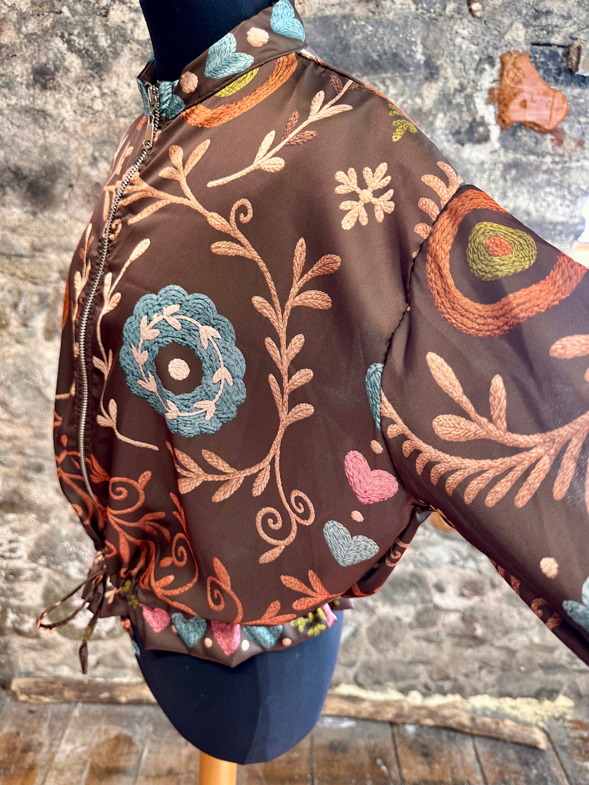 “Ellis ..”chocolate print light weight bomber jacket
