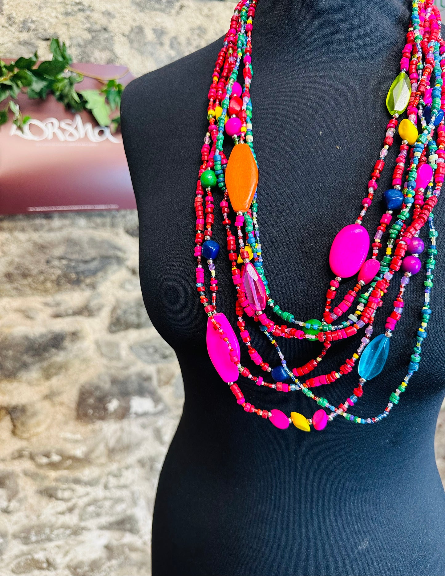 Multi strand statement colourburst neckpiece