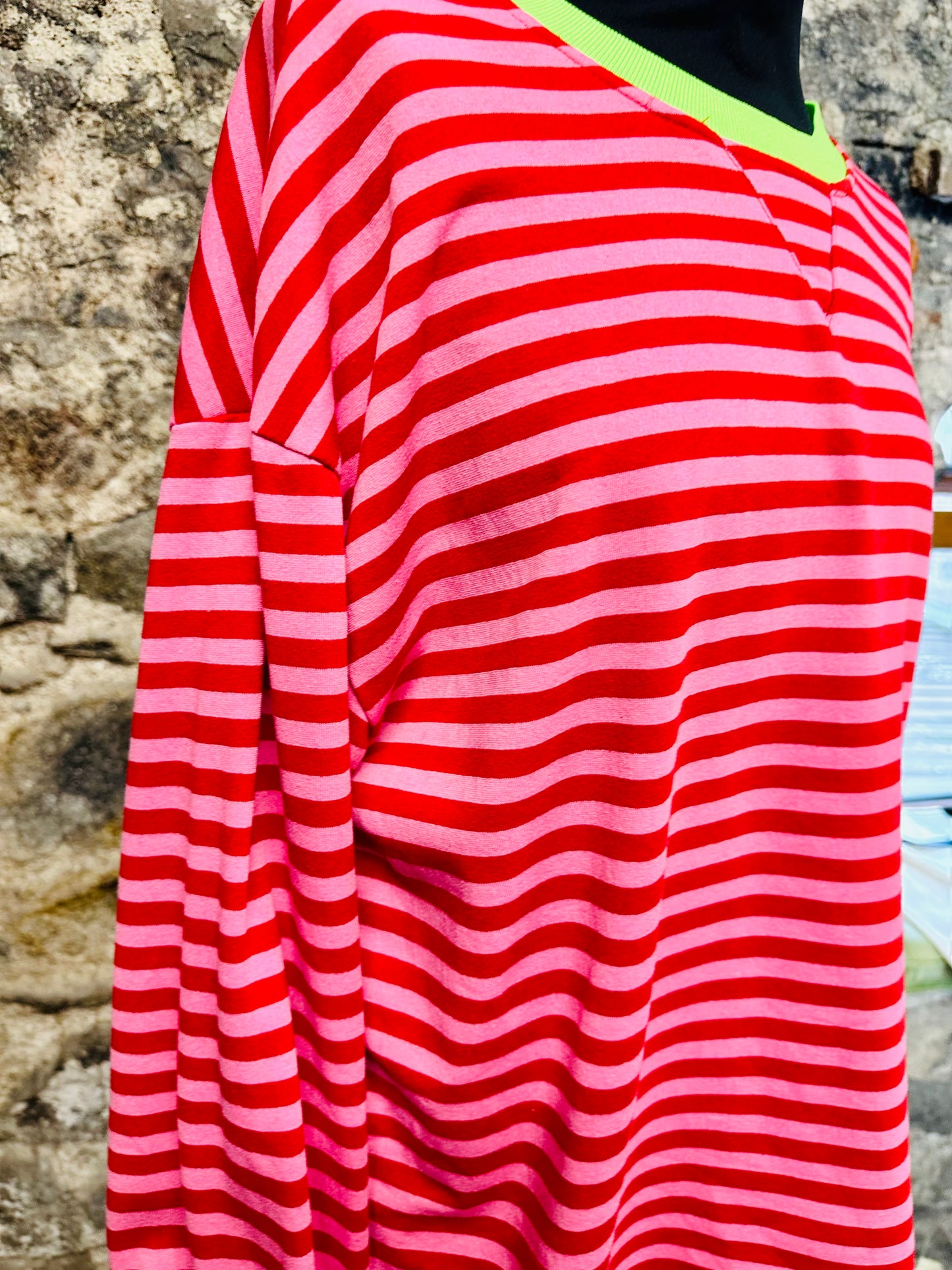 “Misty” Ruby and pink jersey long sleeve casual top
