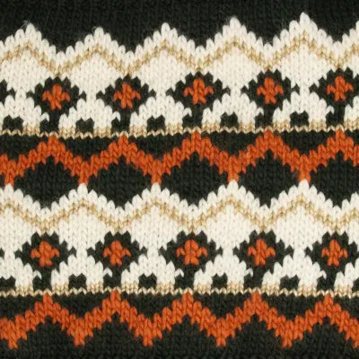 Heritage fair isle neck warmer mushroom and terracotta