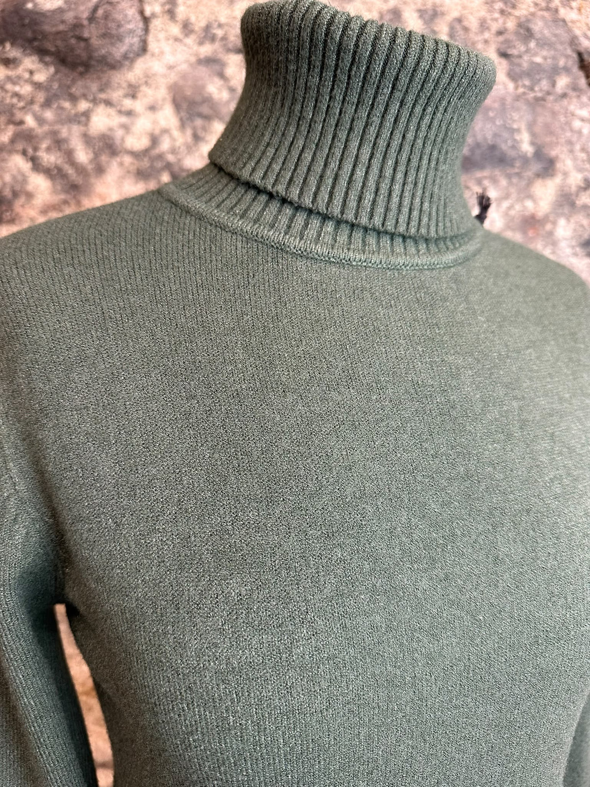 Ciara forest green Italian high neck knit