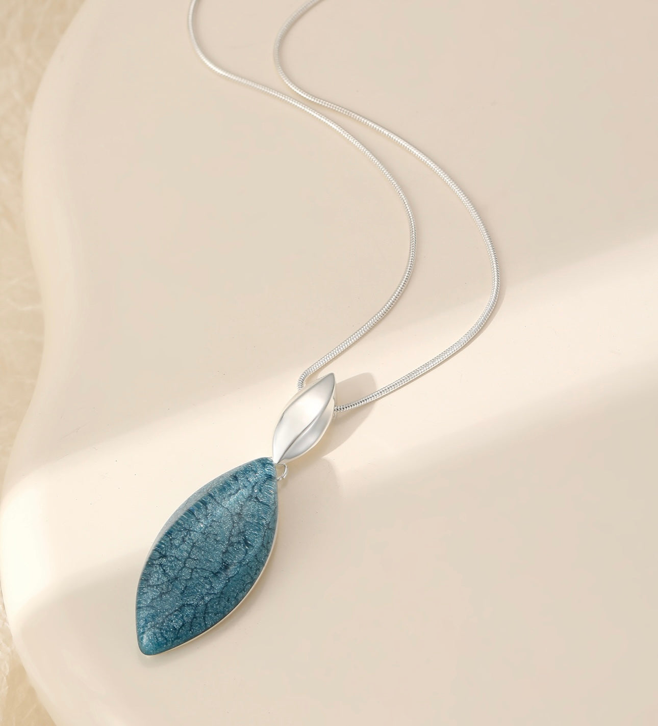 Long drop teal stone statement neckpiece