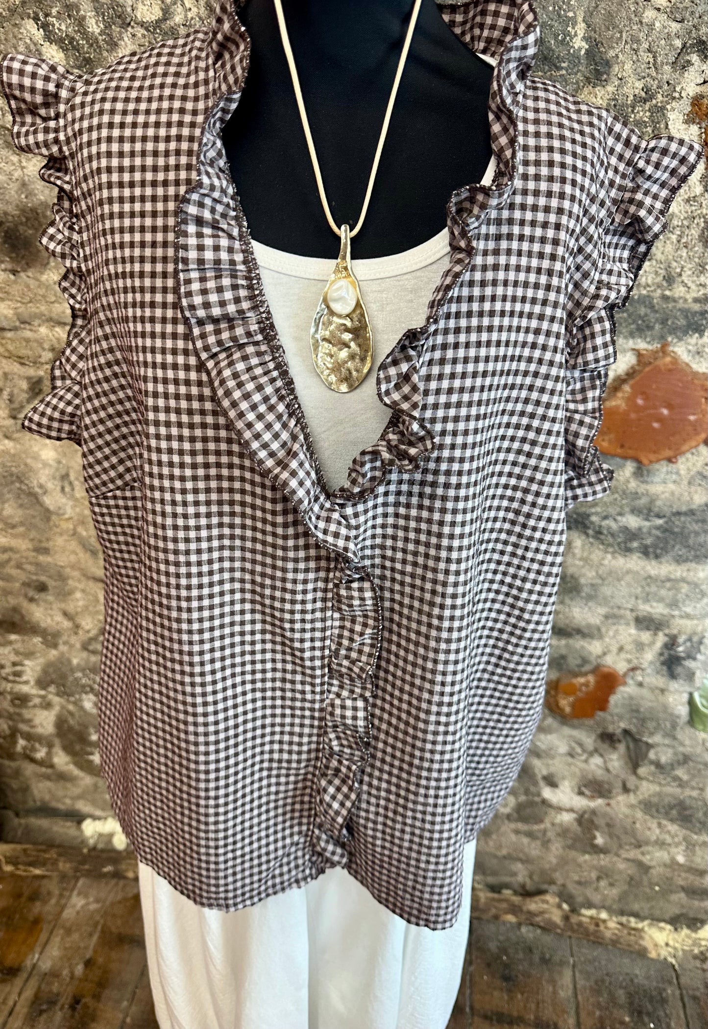“Rosie “ chocolate ginham Italian tunic