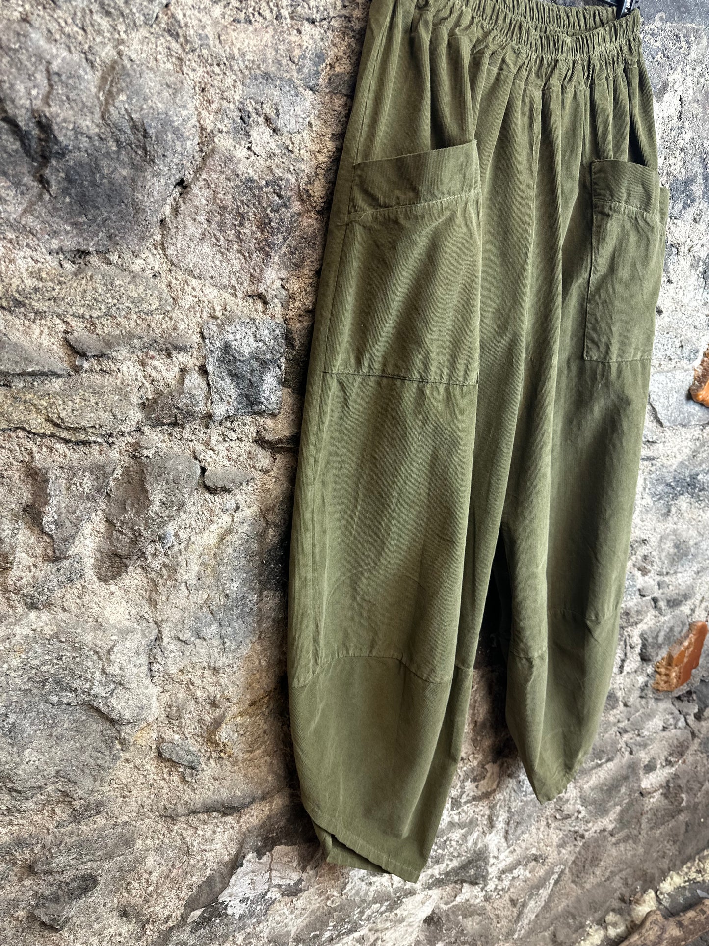 “Toni “ sage forest green Italian pin corduroy cocoon cullottes