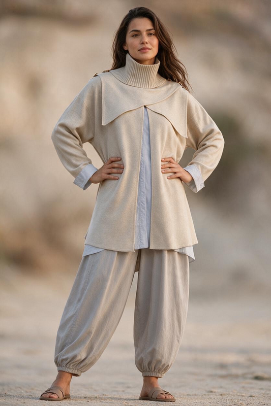 “Rosie “ cream Italian cape knit