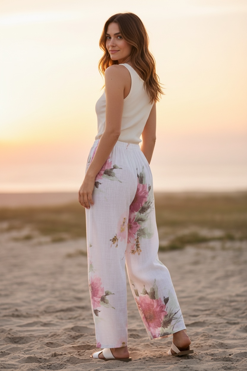 “Karina “ white Italian floral culottes