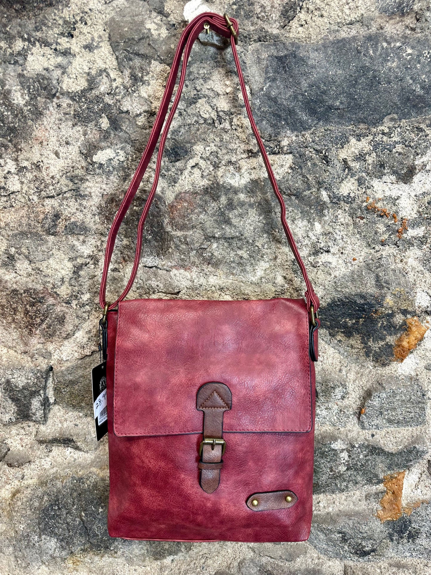 “Maggie  “ Bordeaux vegan satcel crossbody