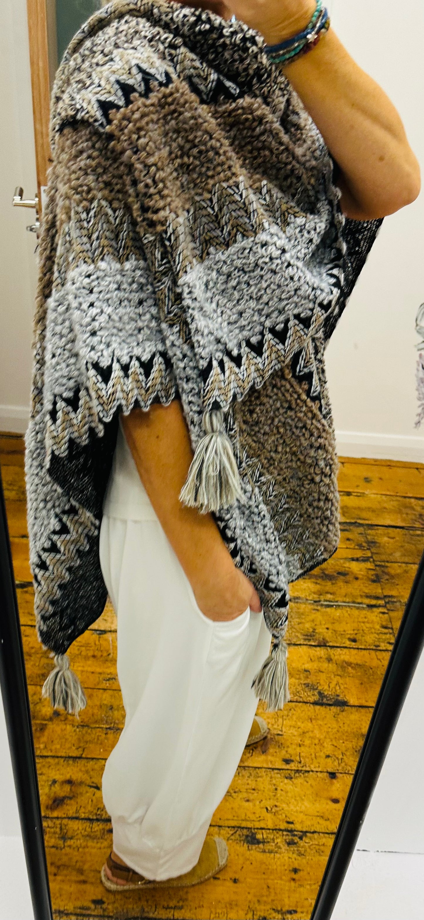 “Brea “ loose knit wrap poncho