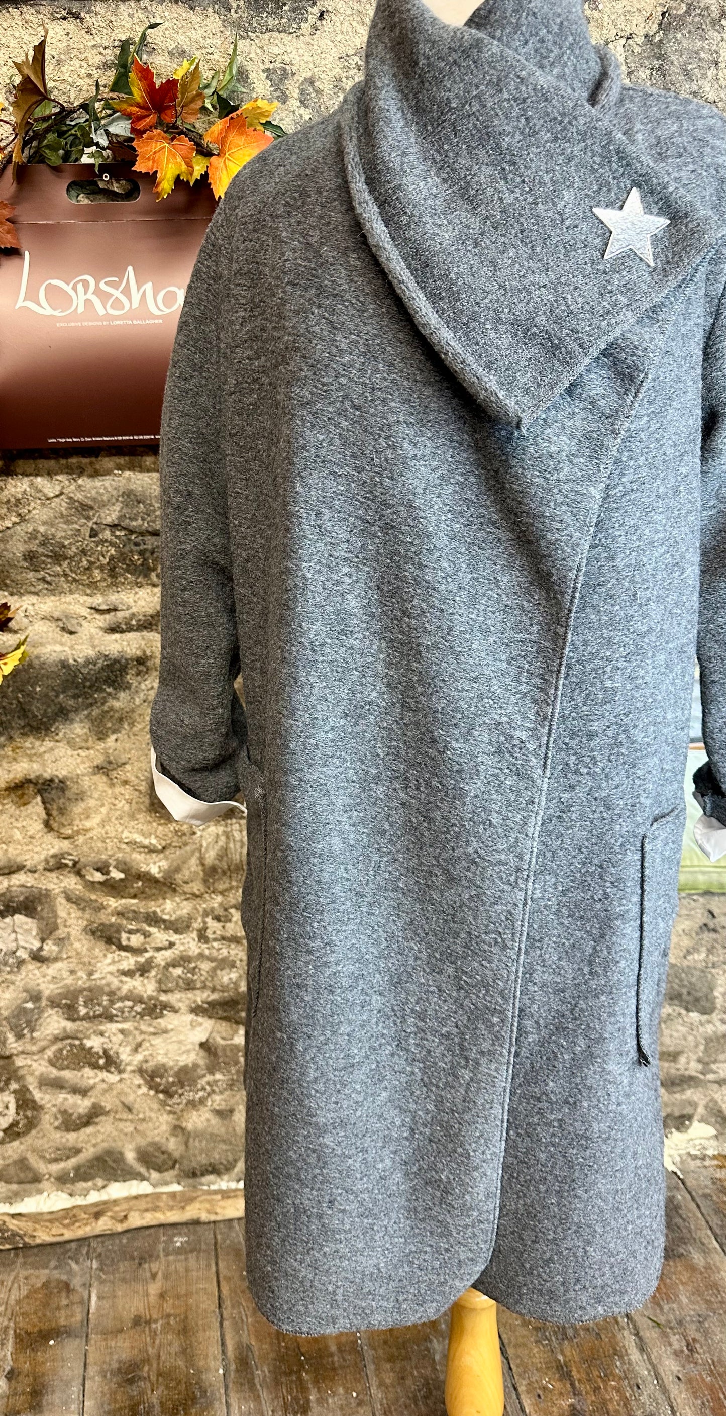 “Hunter”Italian cosey walking coat slate grey