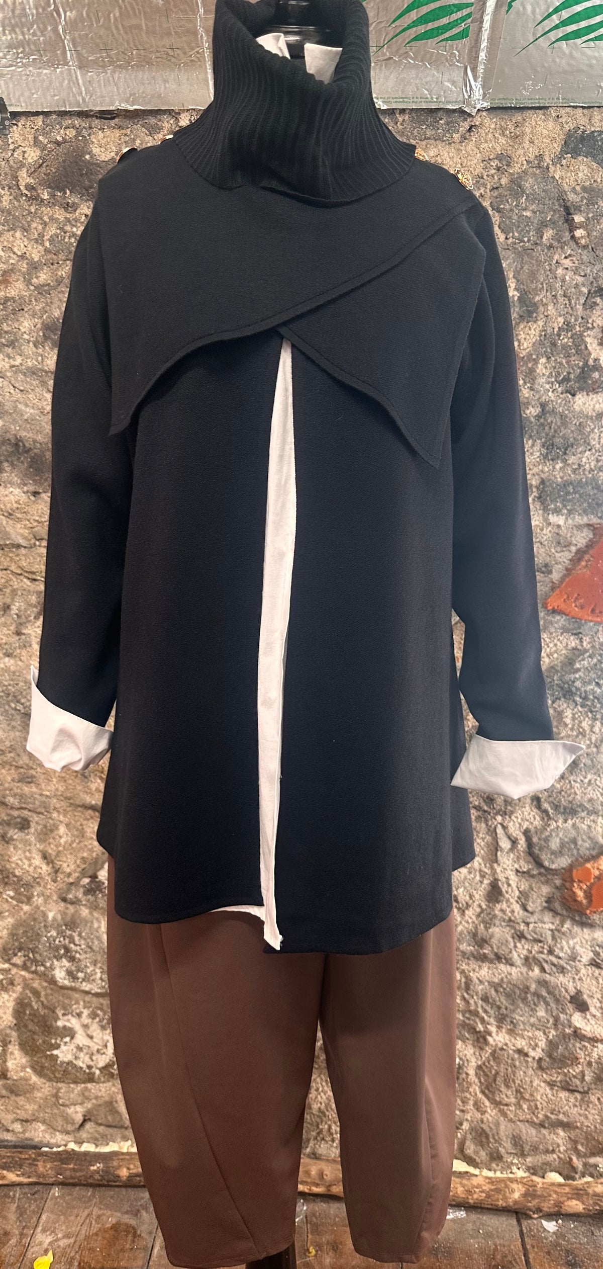 “Rosie “Italian cape collar  belted knit