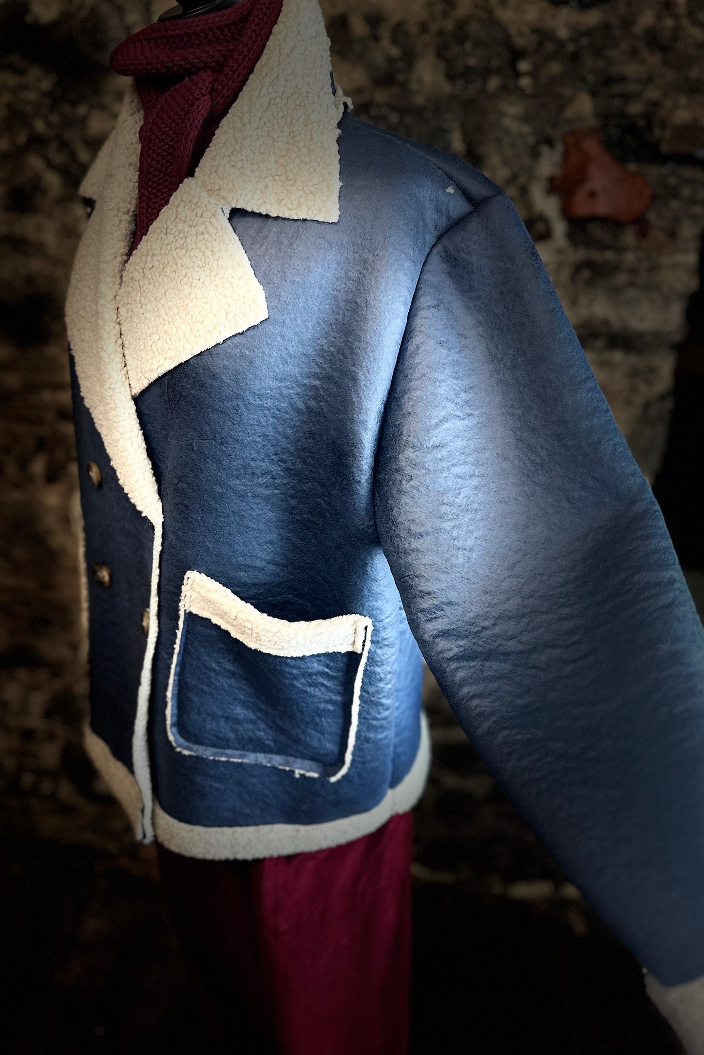 “Mira “ denim blue italian shearer box jacket