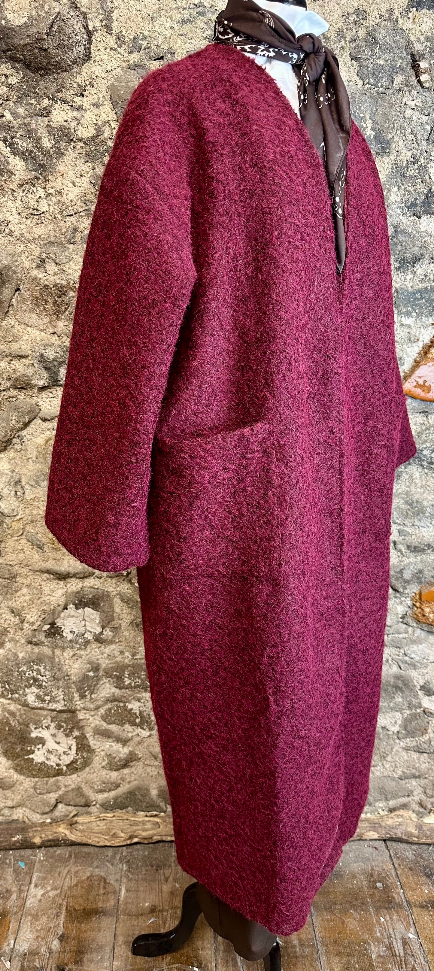 “Kiera “ Italian Bordeaux super cosey kimono full length shacket